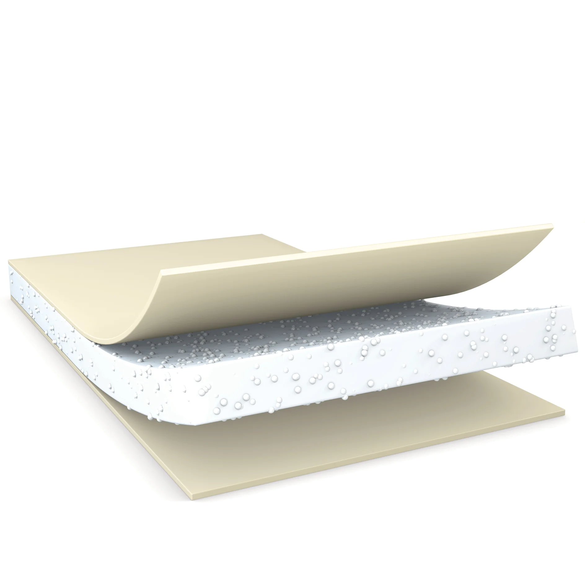 tesa adhesive tape layers showing foam core with adhesive surfaces on both sides against white background (Acest text a fost generat de inteligența artificială)