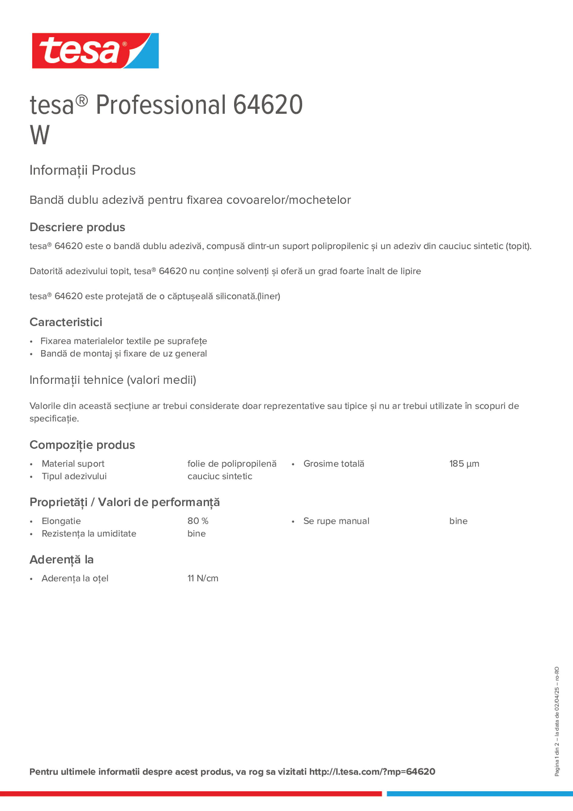 Product information_tesa® Professional 64620_ro-RO