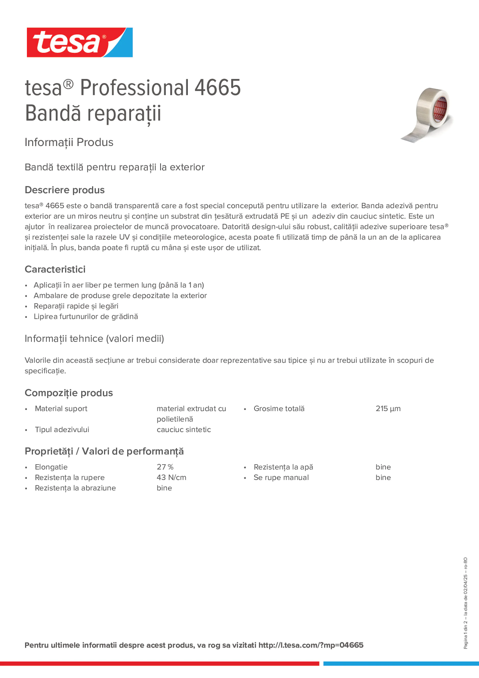Product information_tesa® Professional 04665_ro-RO