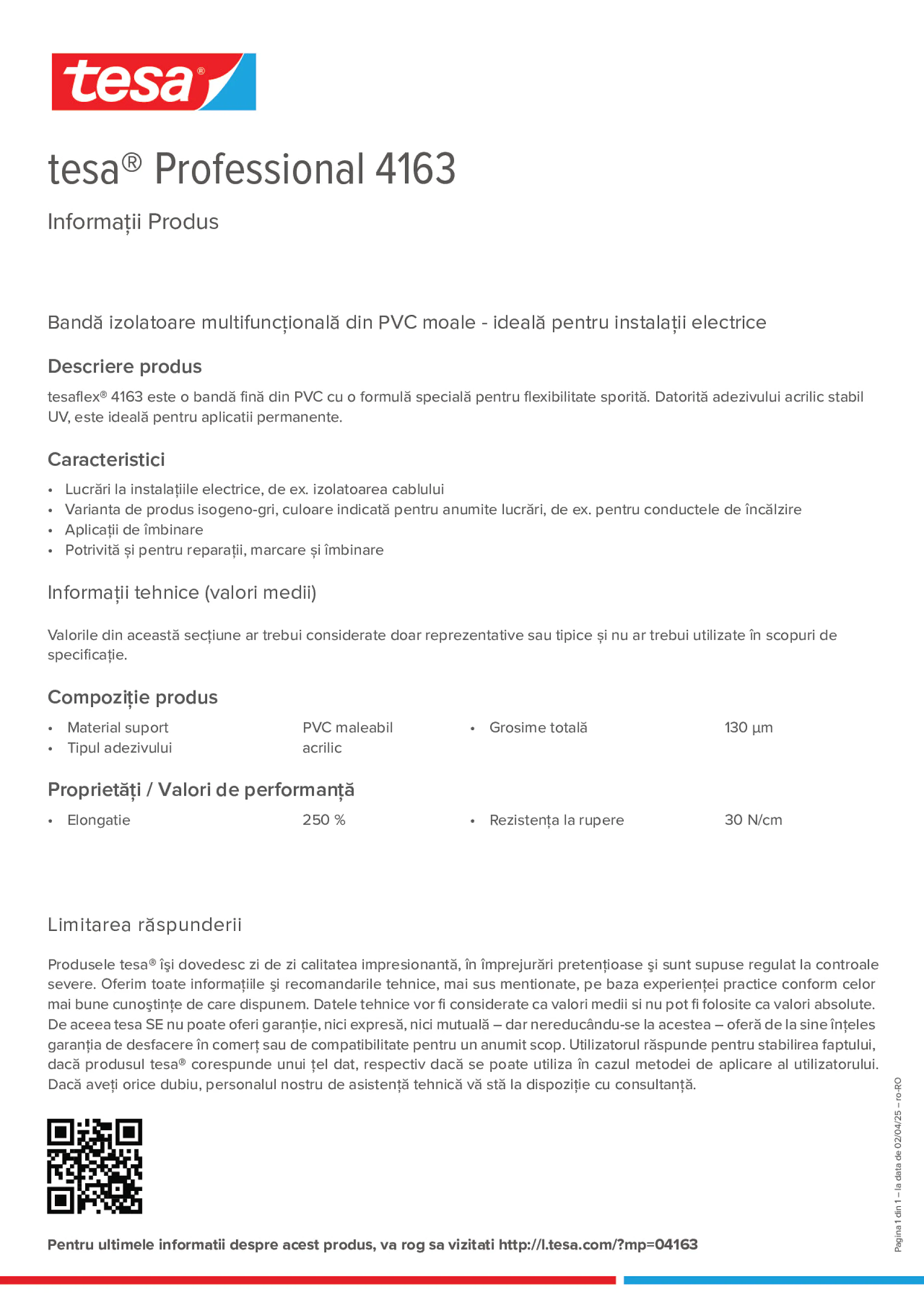 Product information_tesa® Professional 04163_ro-RO