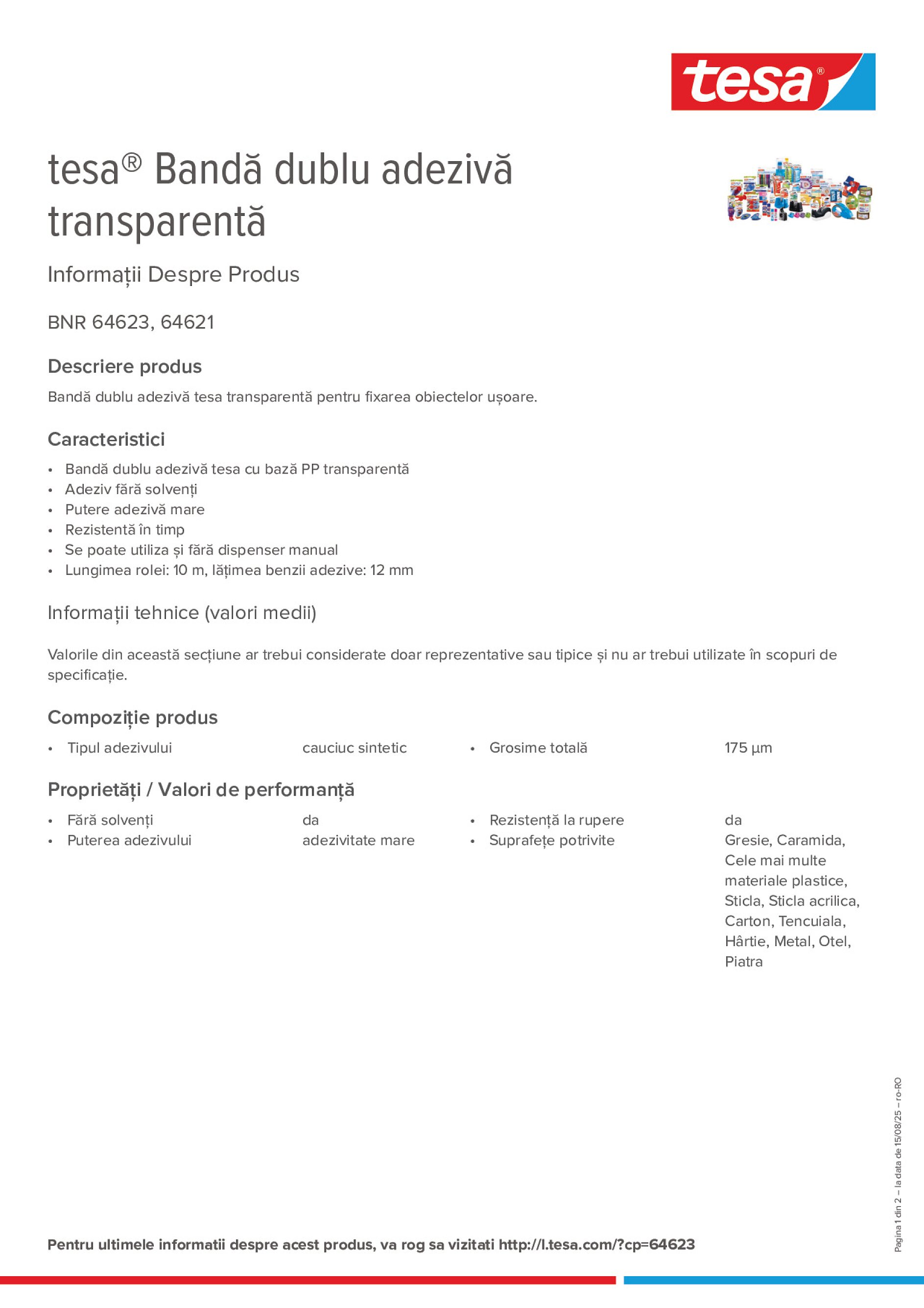 tesa® Bandă dublu adezivă transparentă - tesa