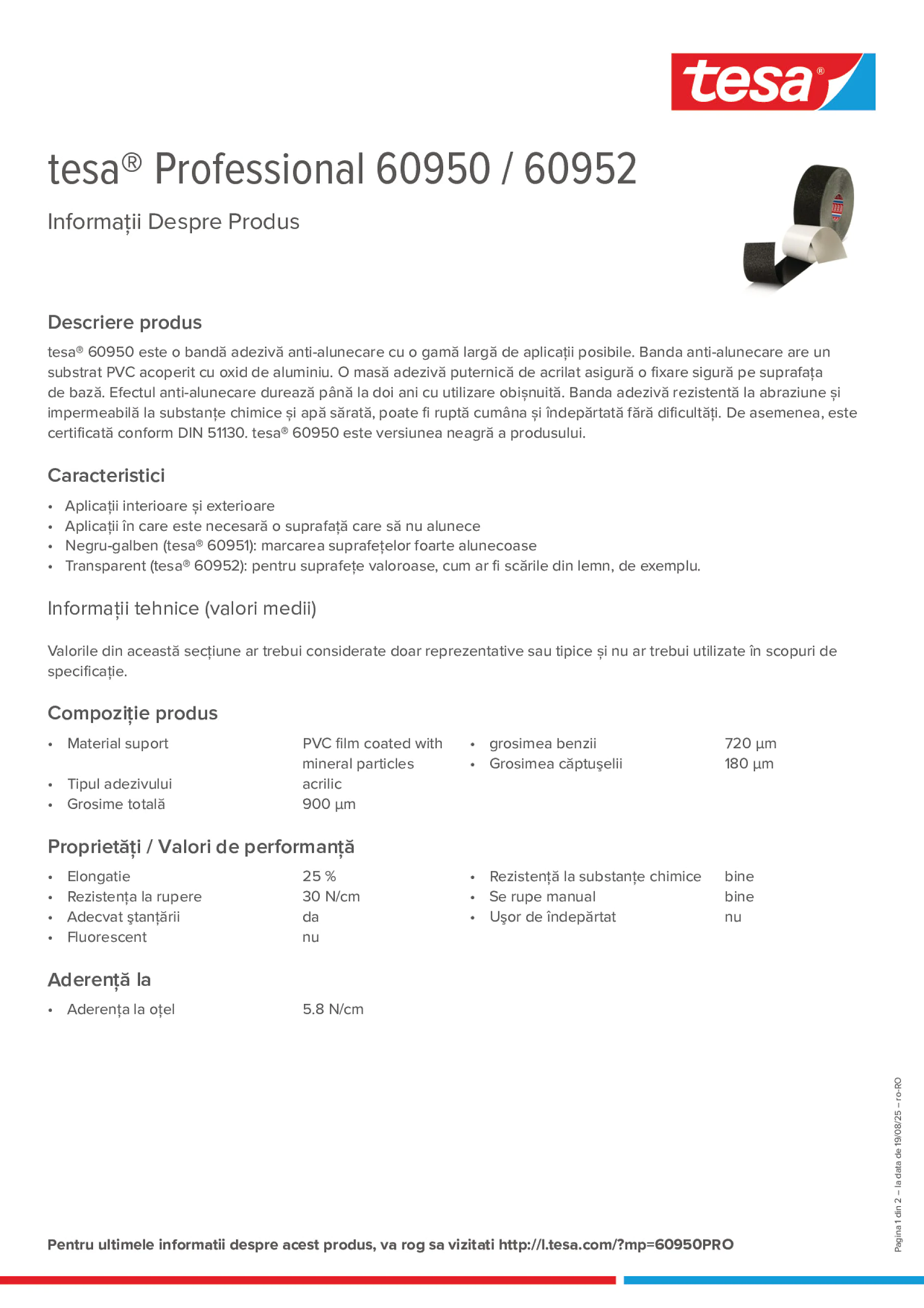 Product information_tesa® Professional 60950 / 60952_ro-RO