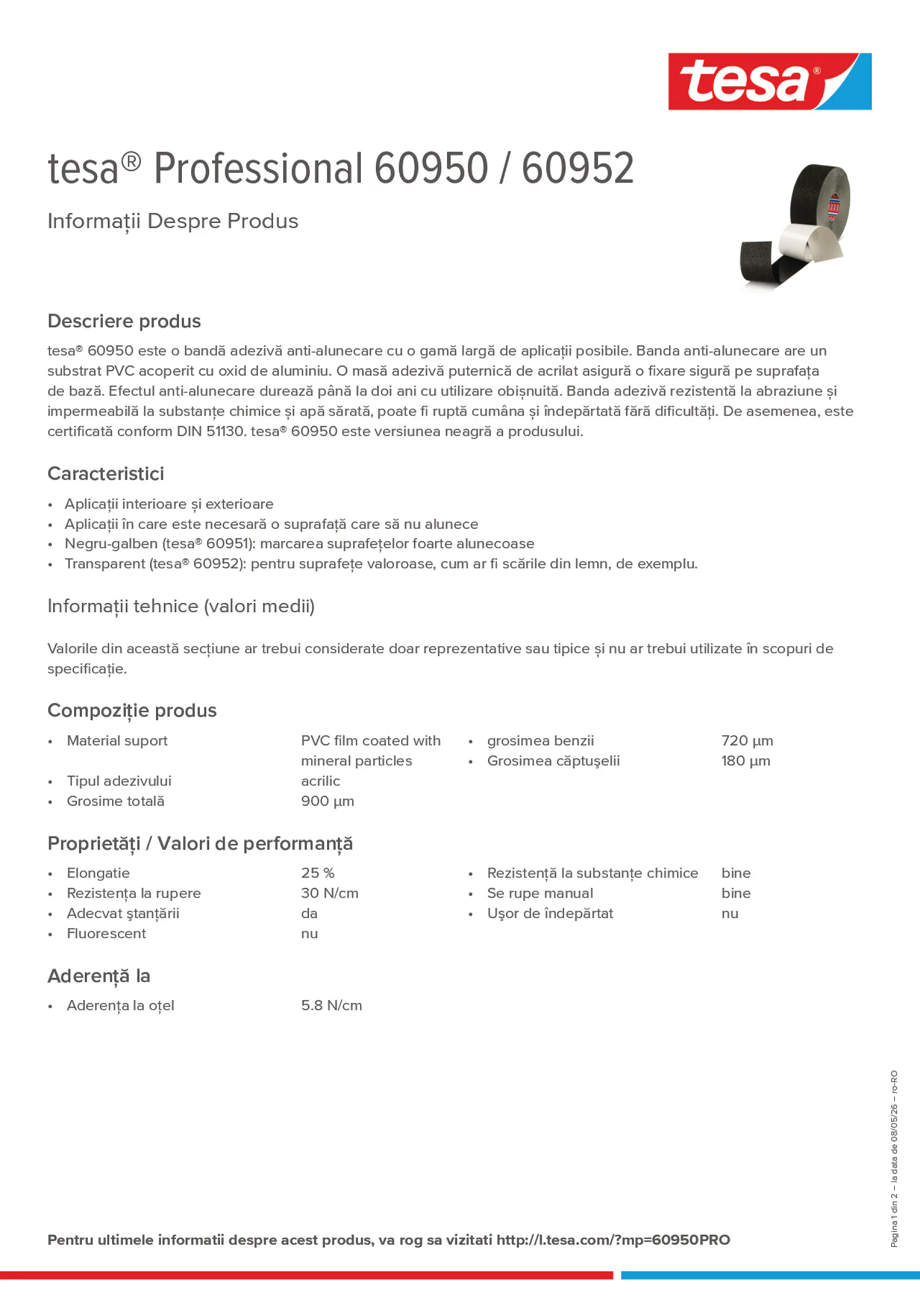 Product information_tesa® Professional 60950 / 60952_ro-RO