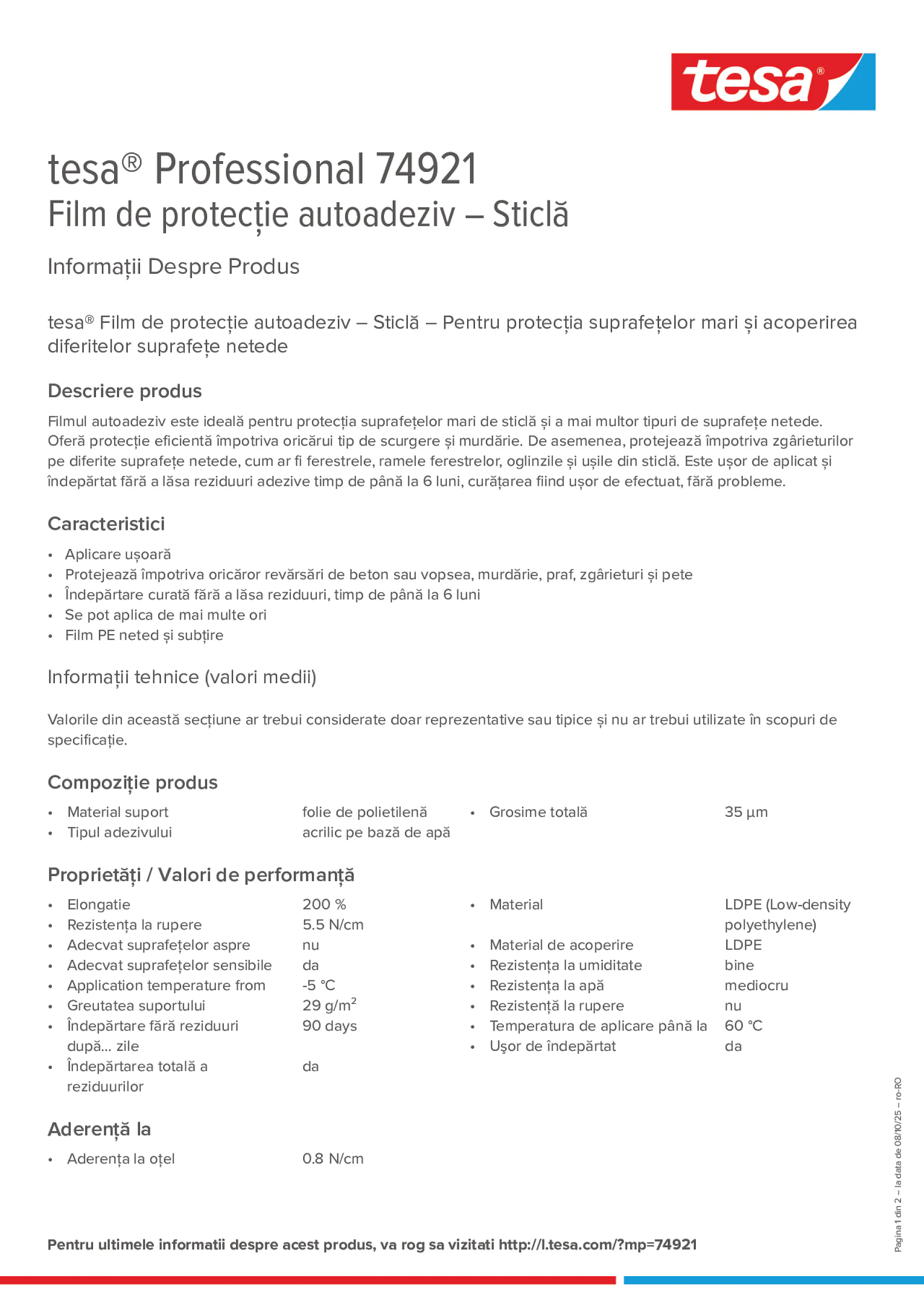 Product information_tesa® Professional 74921_ro-RO