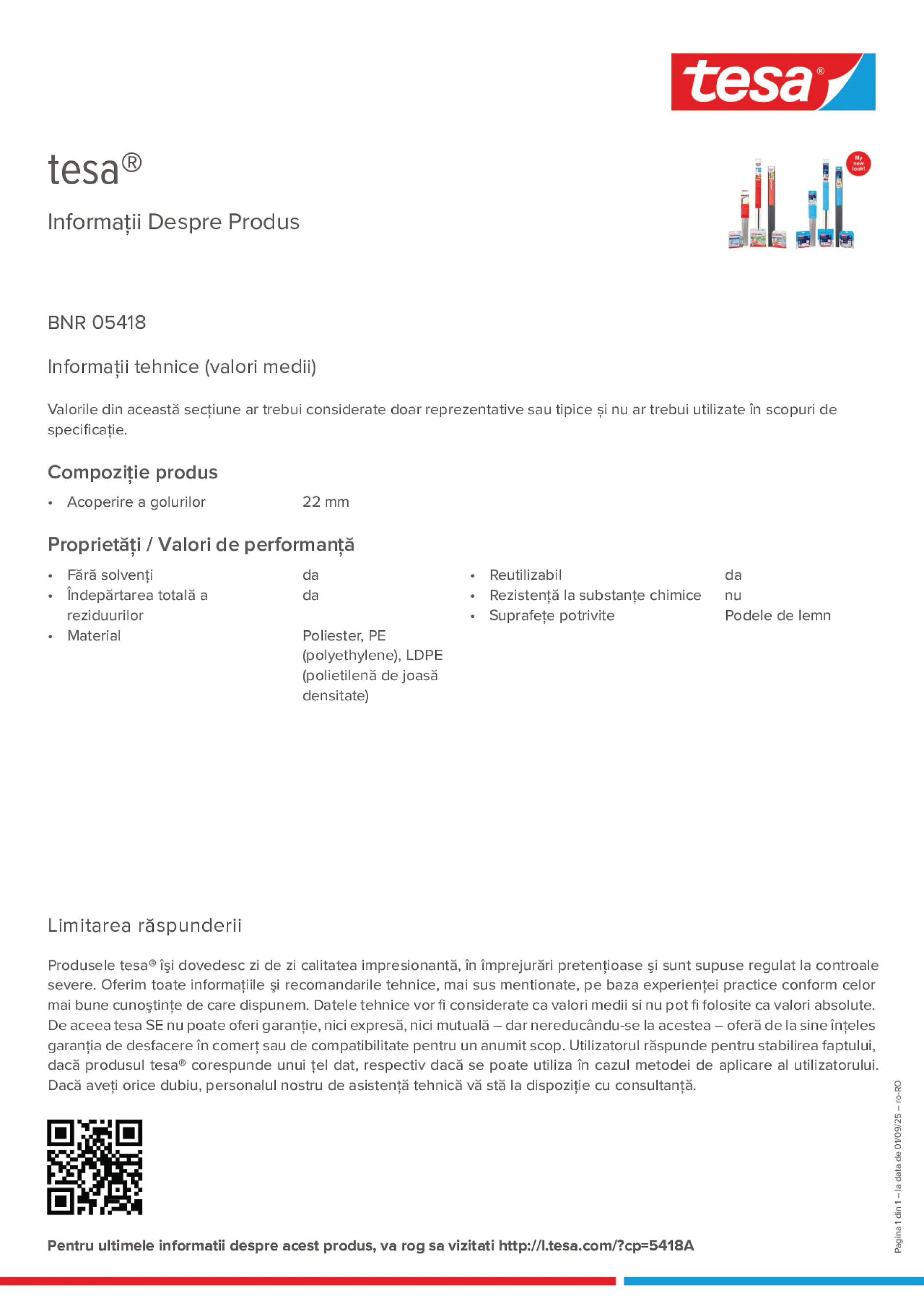 Product information_tesa® 05418_ro-RO