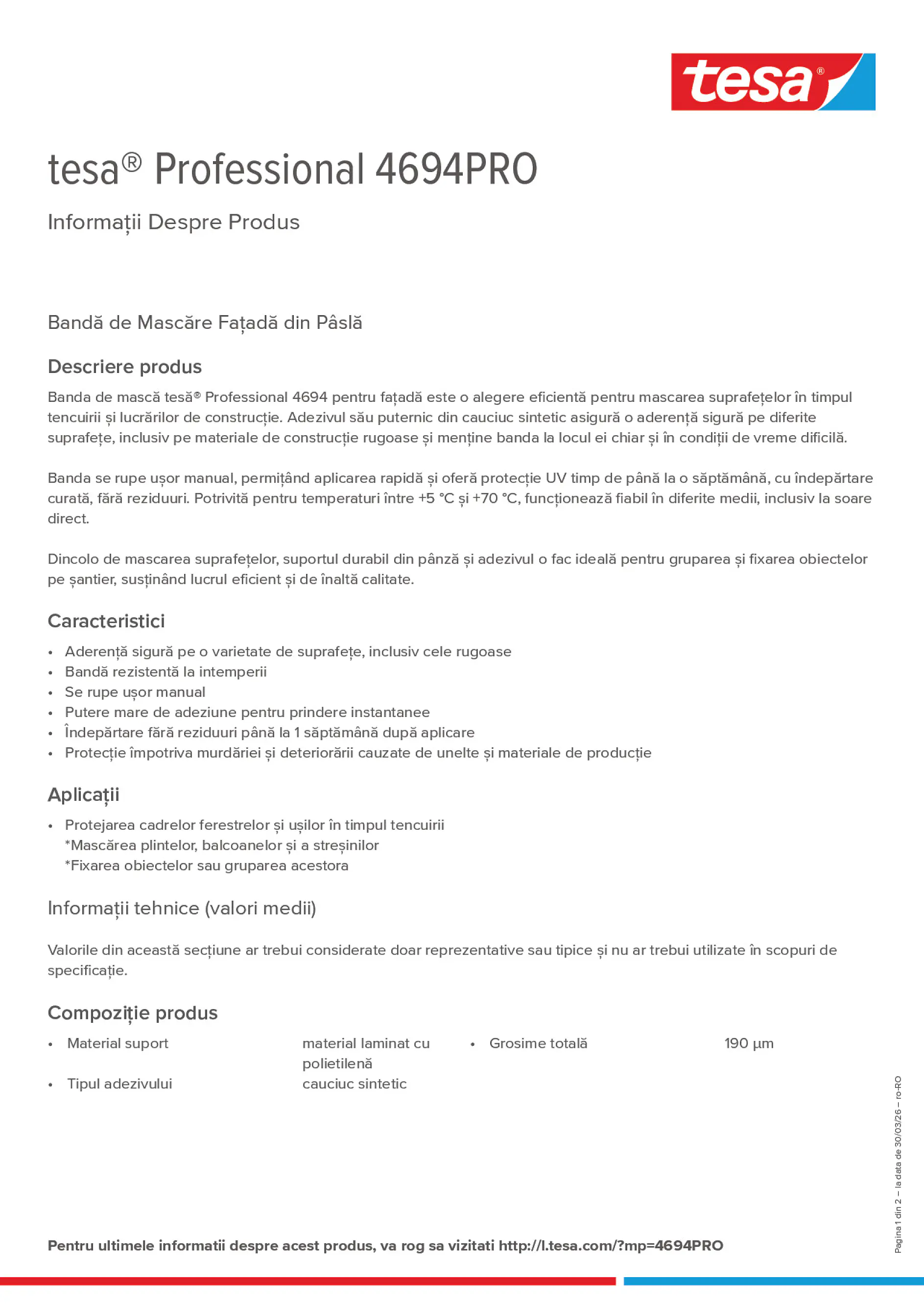 Product information_tesa® Professional 4694PRO_ro-RO