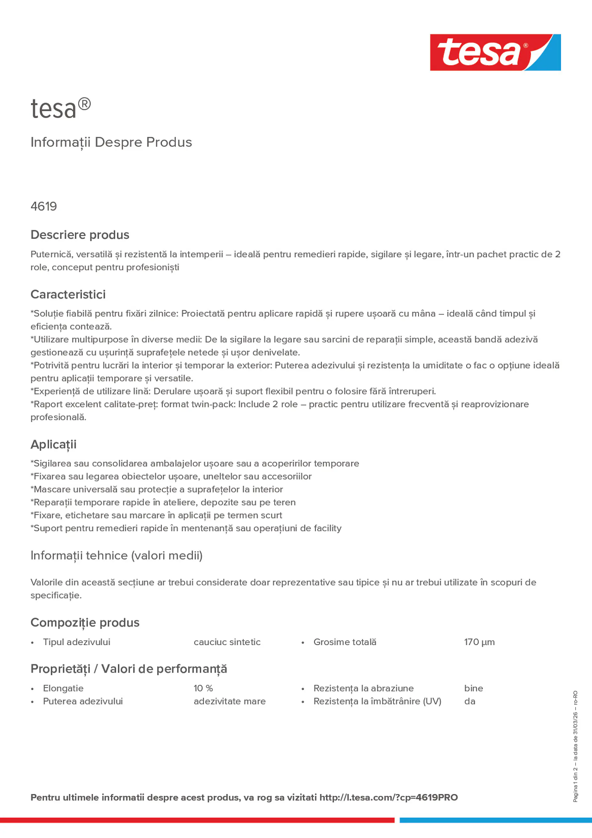 Product information_tesa® 4619PRO_ro-RO