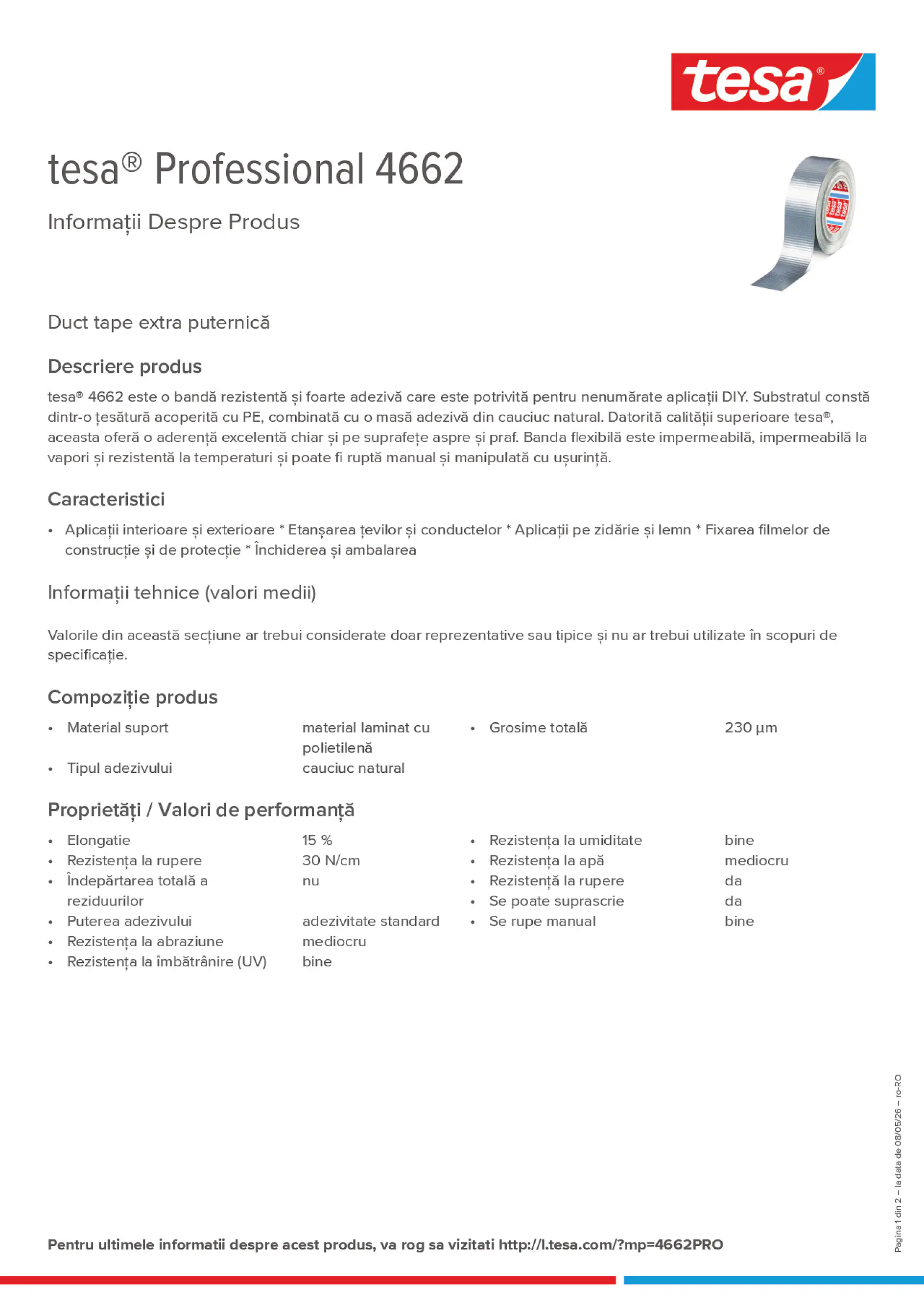 Product information_tesa® Professional 4662_ro-RO