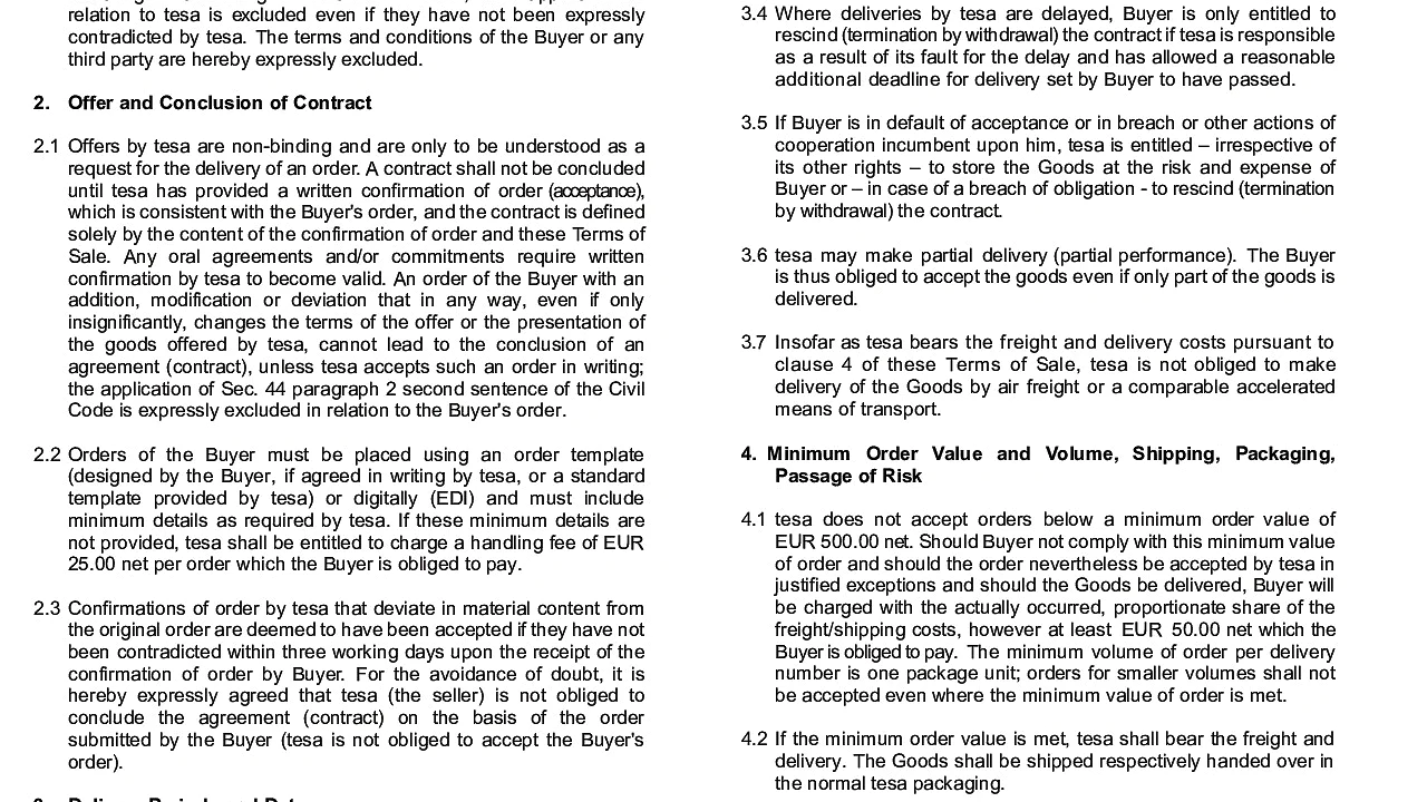 Terms and Conditions of Sale and Delivery of tesa tape s.r.o.