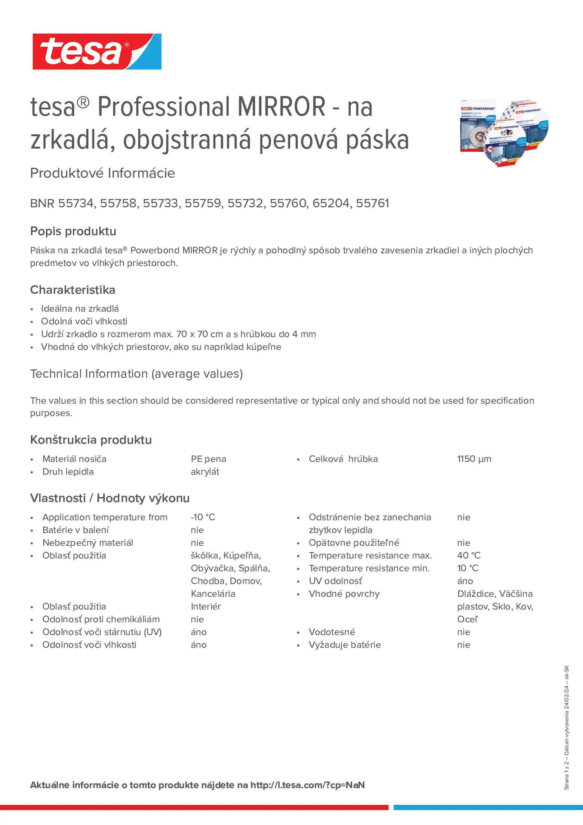 Product information_tesa® Professional 55733_sk-SK