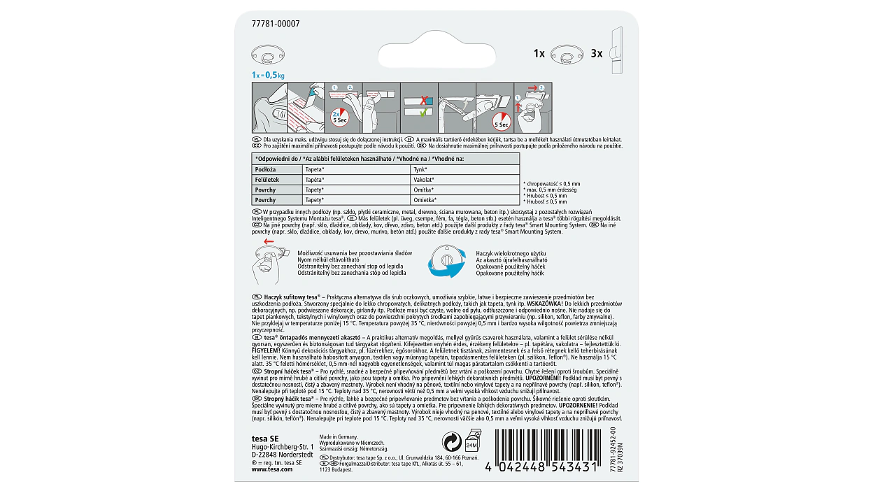[en-en] tesa Smart Mounting System Ceiling hook&nbsp;0.5kg