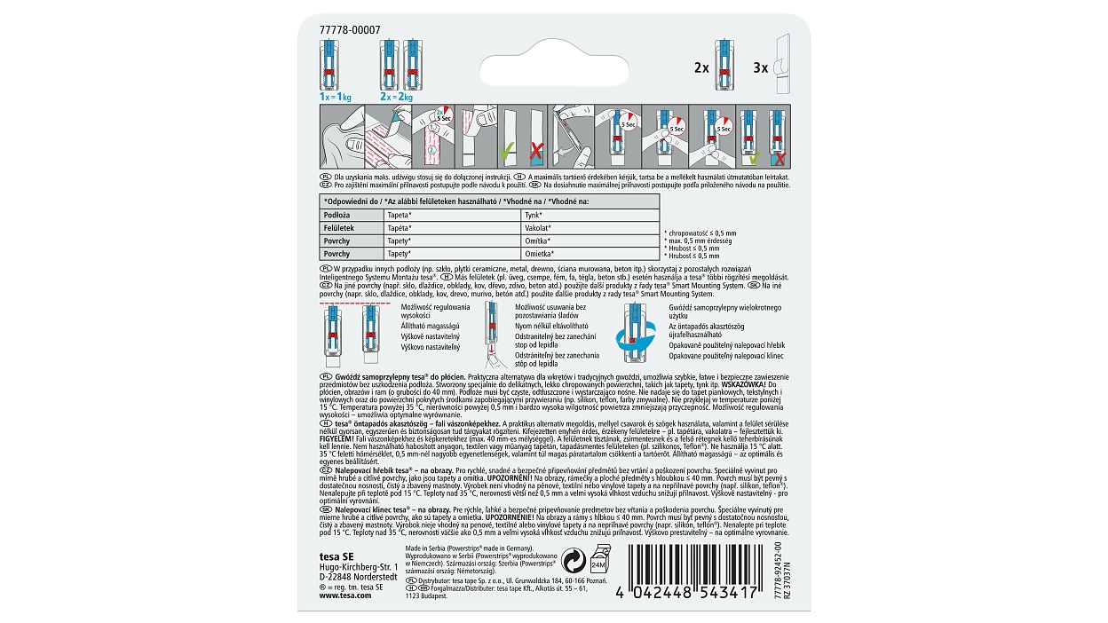 [en-en] tesa Smart Mounting System Adhesive Nail - Canvas 1kg Wallpaper