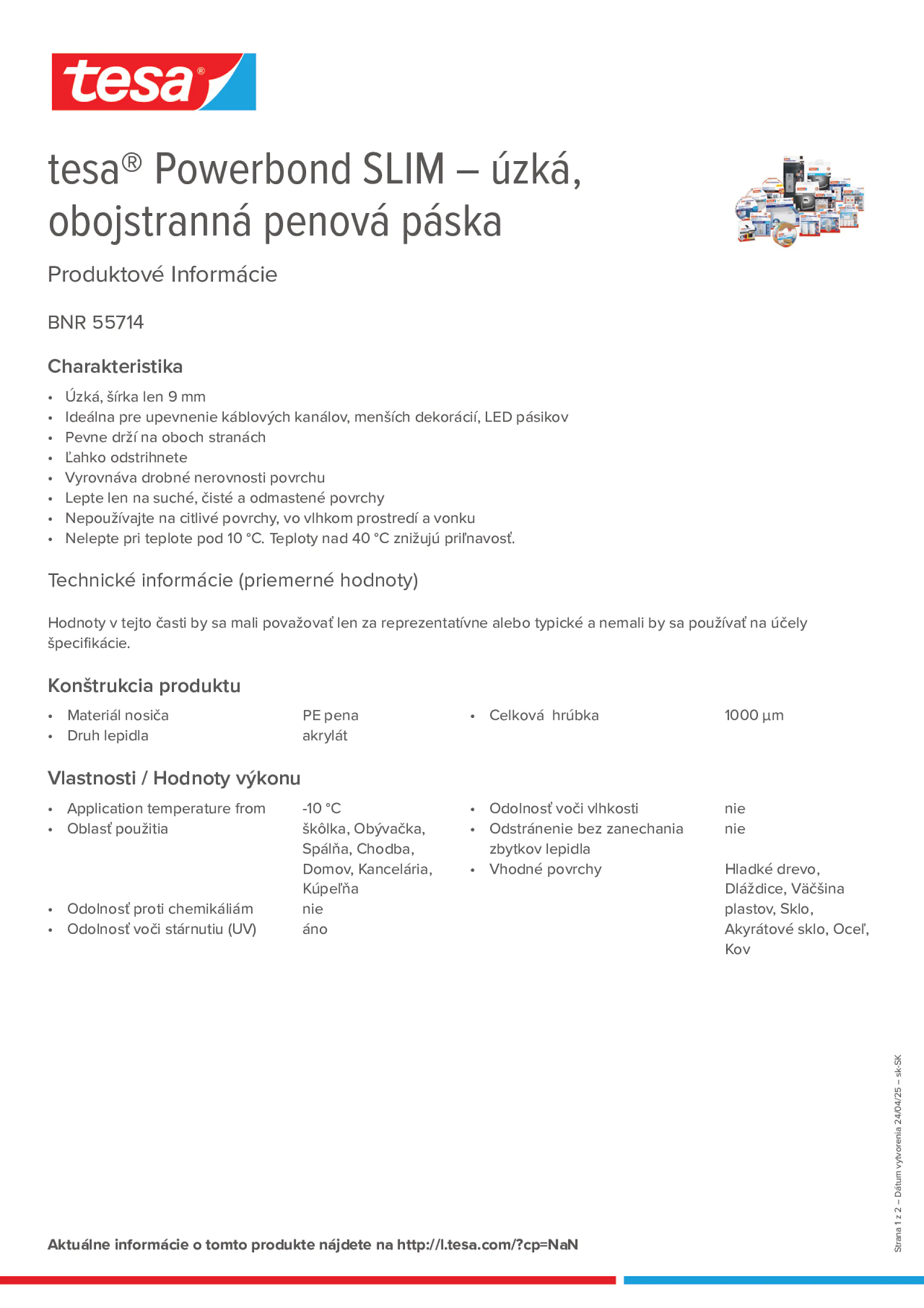 Product information_tesa® Powerbond 55714_sk-SK