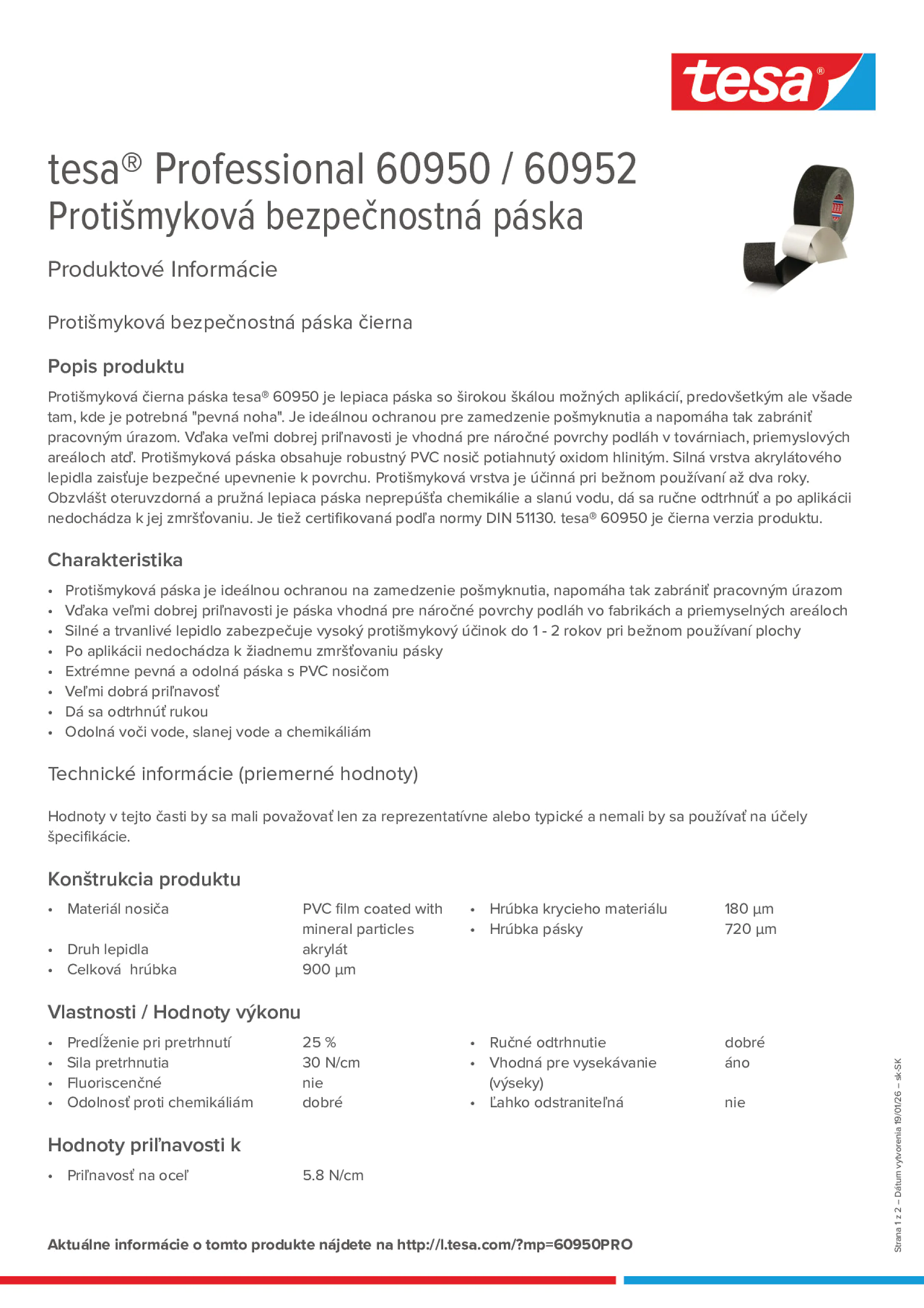 Product information_tesa® Professional 60950 / 60952_sk-SK
