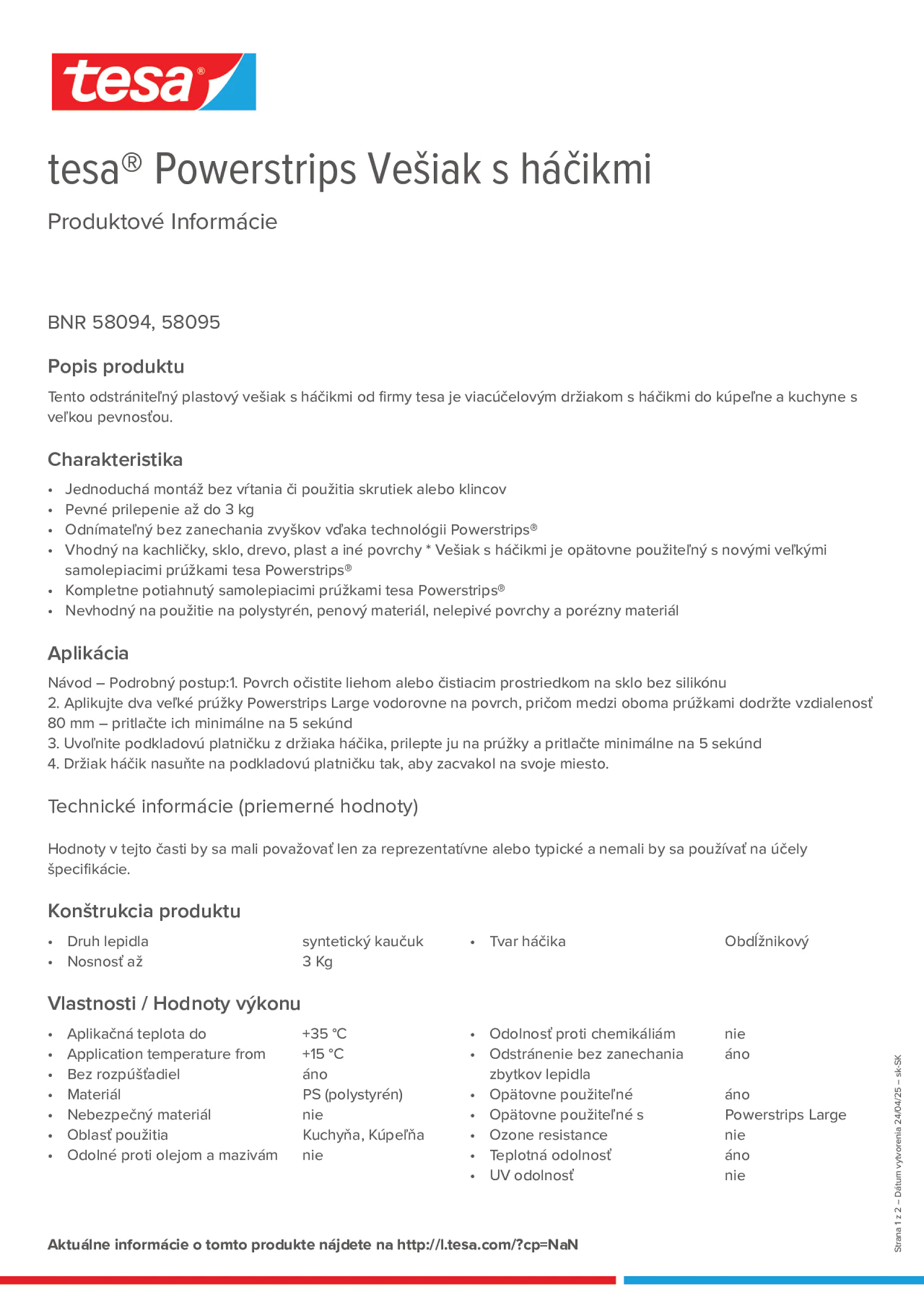 Product information_tesa® Powerstrips 58095_sk-SK