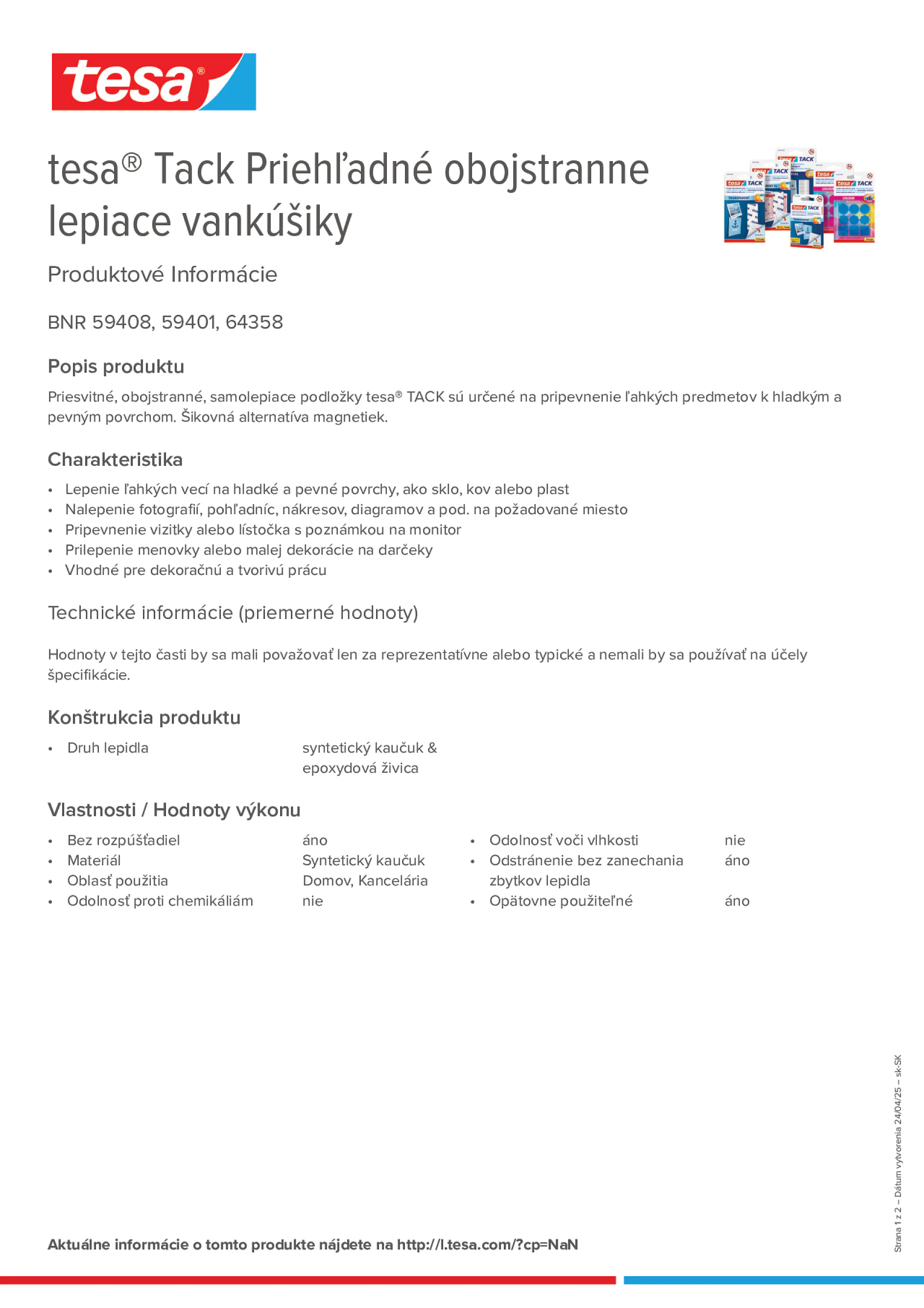 Product information_tesa® Tack 59401_sk-SK