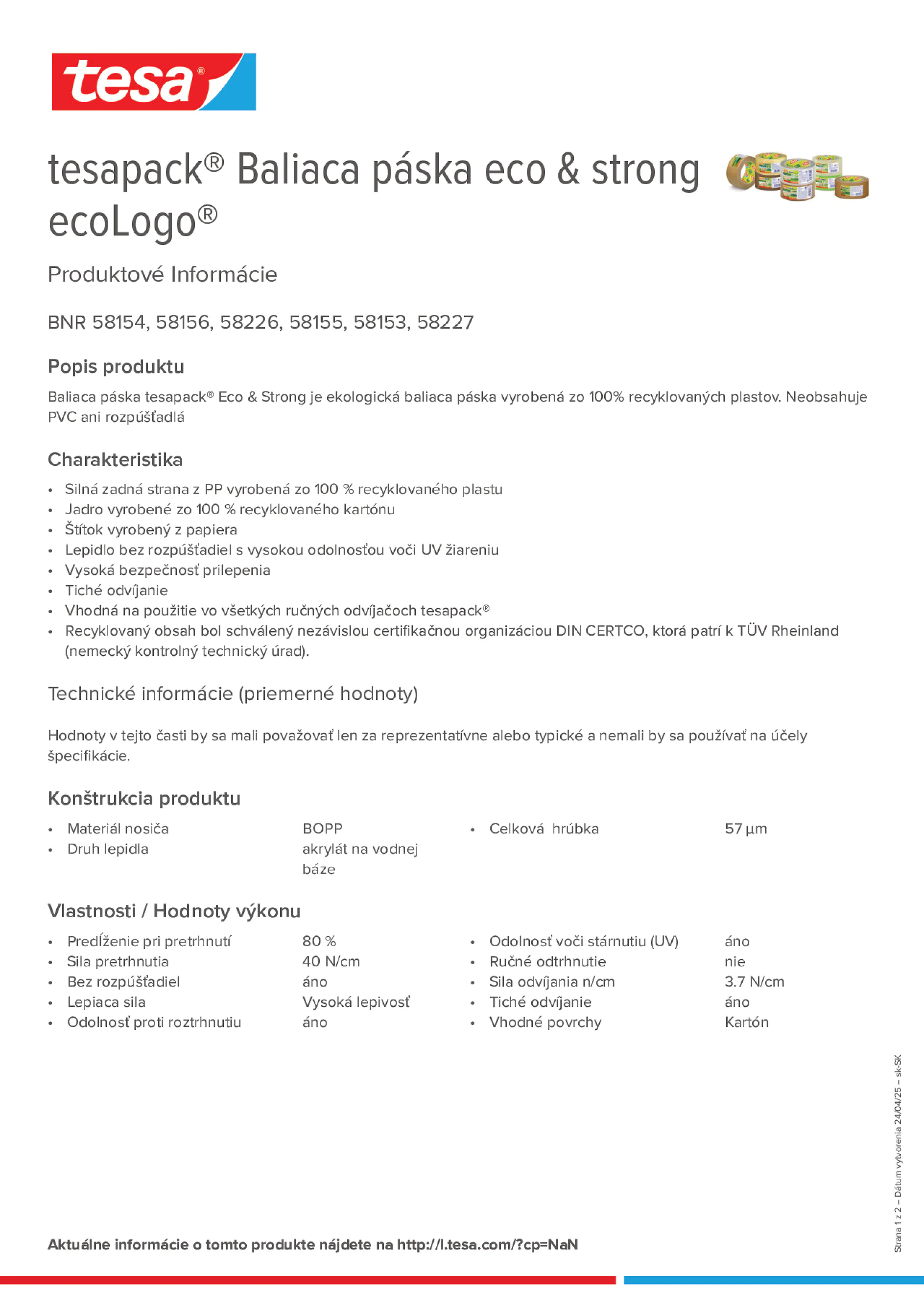 Product information_tesapack® 58154_sk-SK