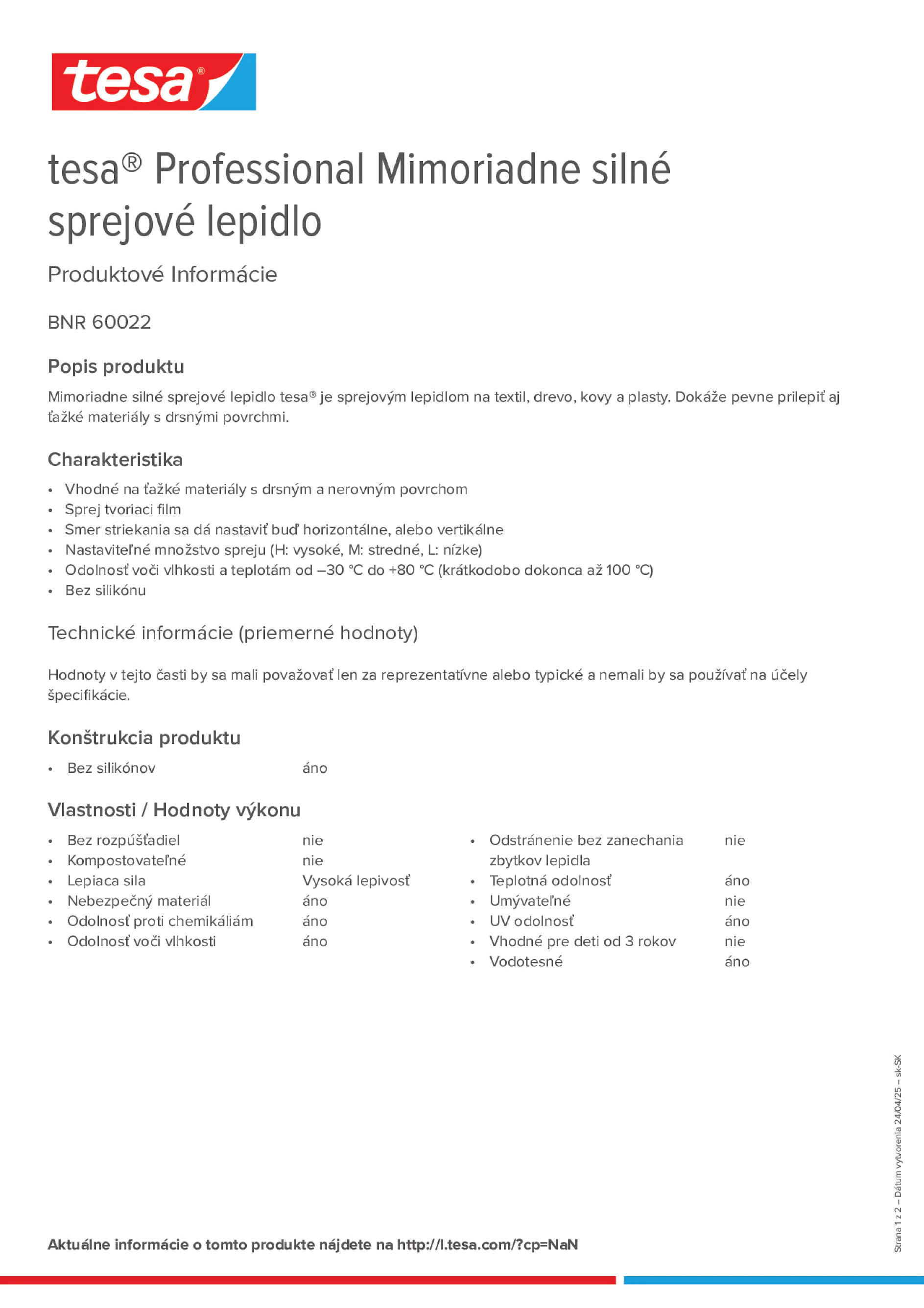 Product information_tesa® Professional 60022_sk-SK