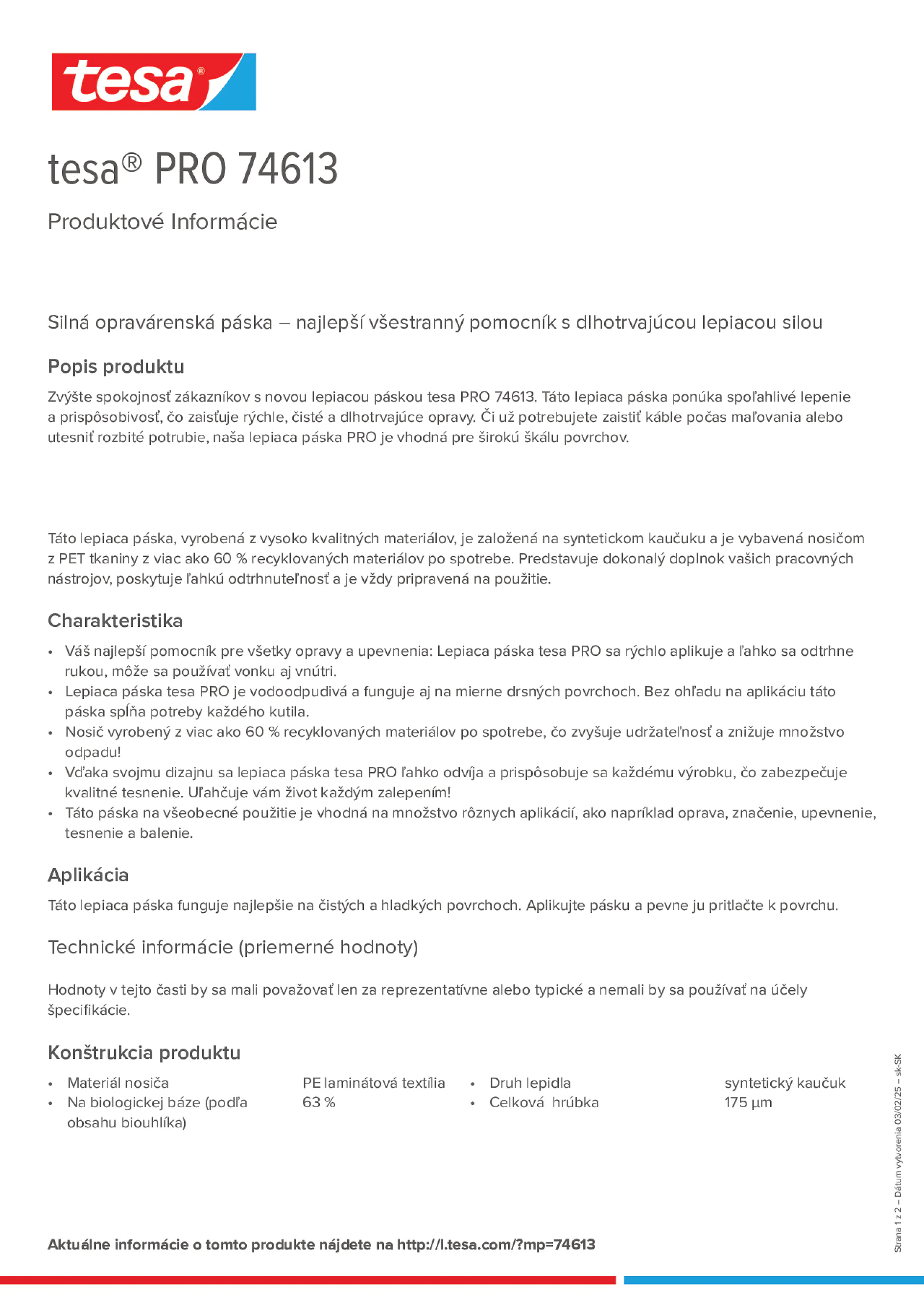 Product information_tesa® PRO 74613_sk-SK