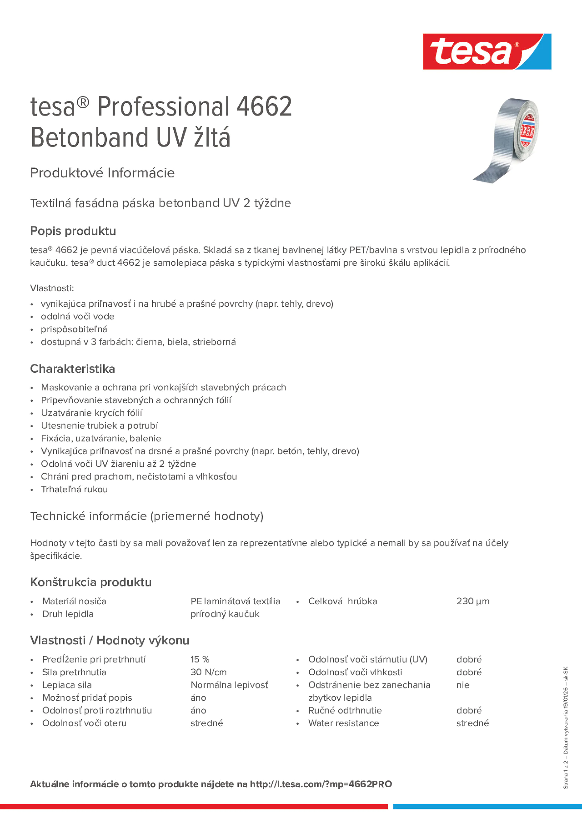 Product information_tesa® Professional 4662_sk-SK