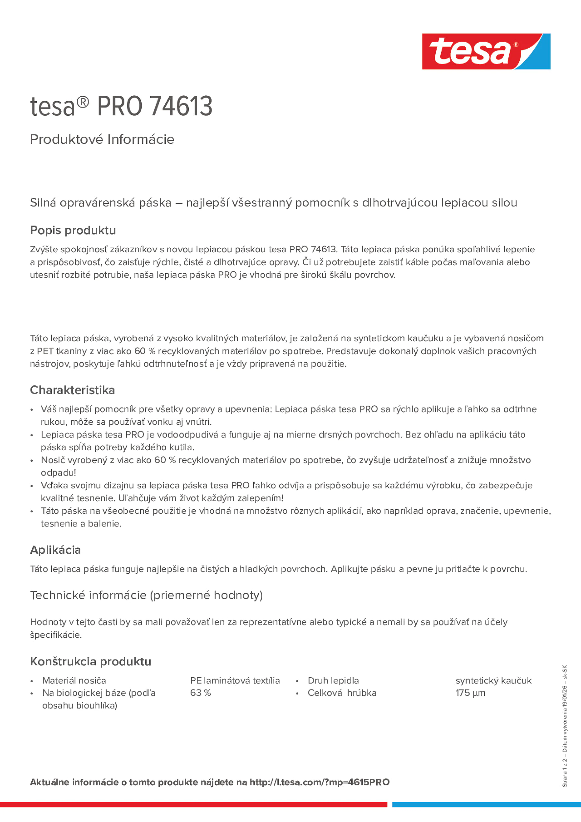 Product information_tesa® PRO 74613_sk-SK