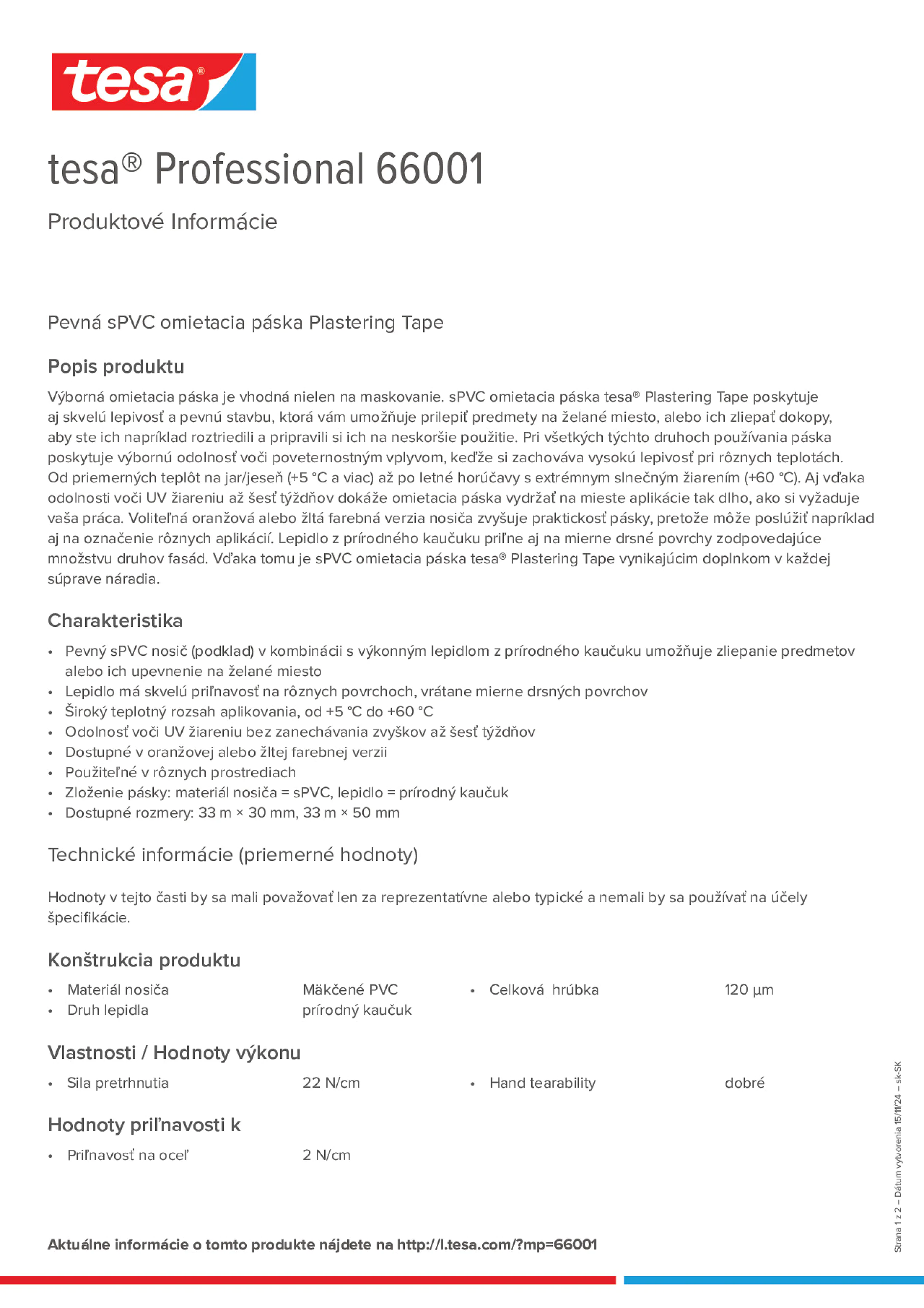 Product information_tesa® Professional 66001_sk-SK