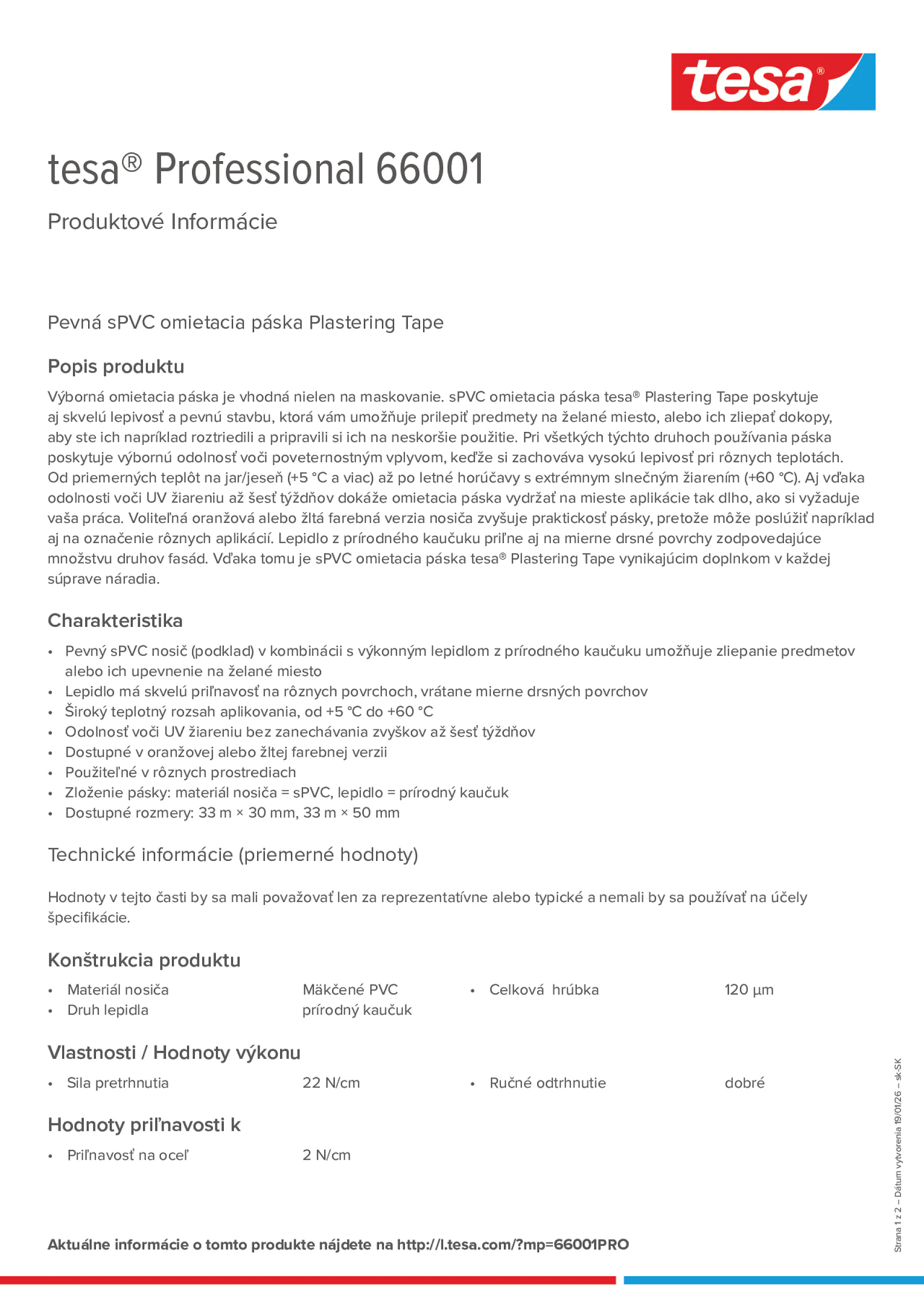 Product information_tesa® Professional 66001_sk-SK