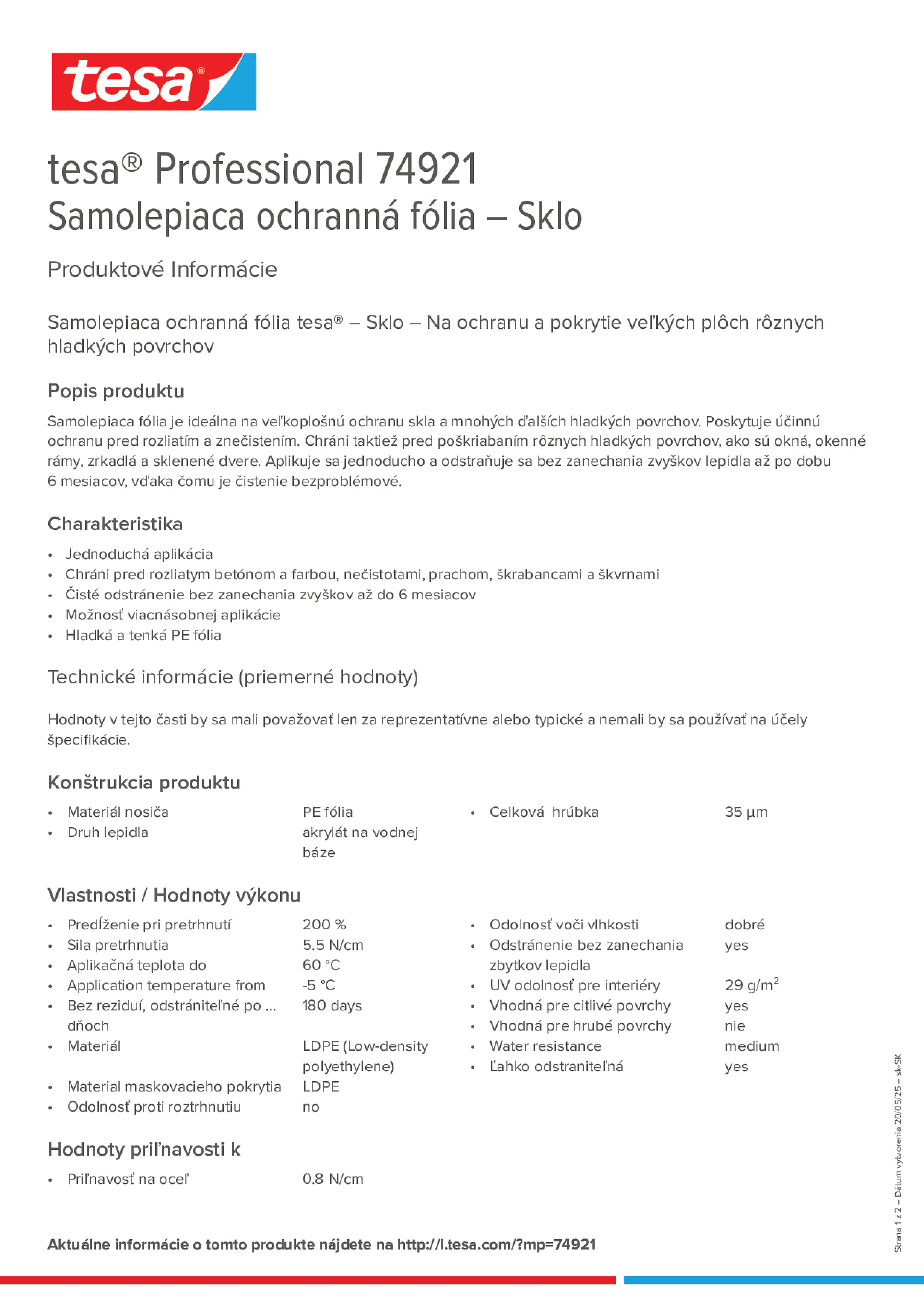 Product information_tesa® Professional 74921_sk-SK