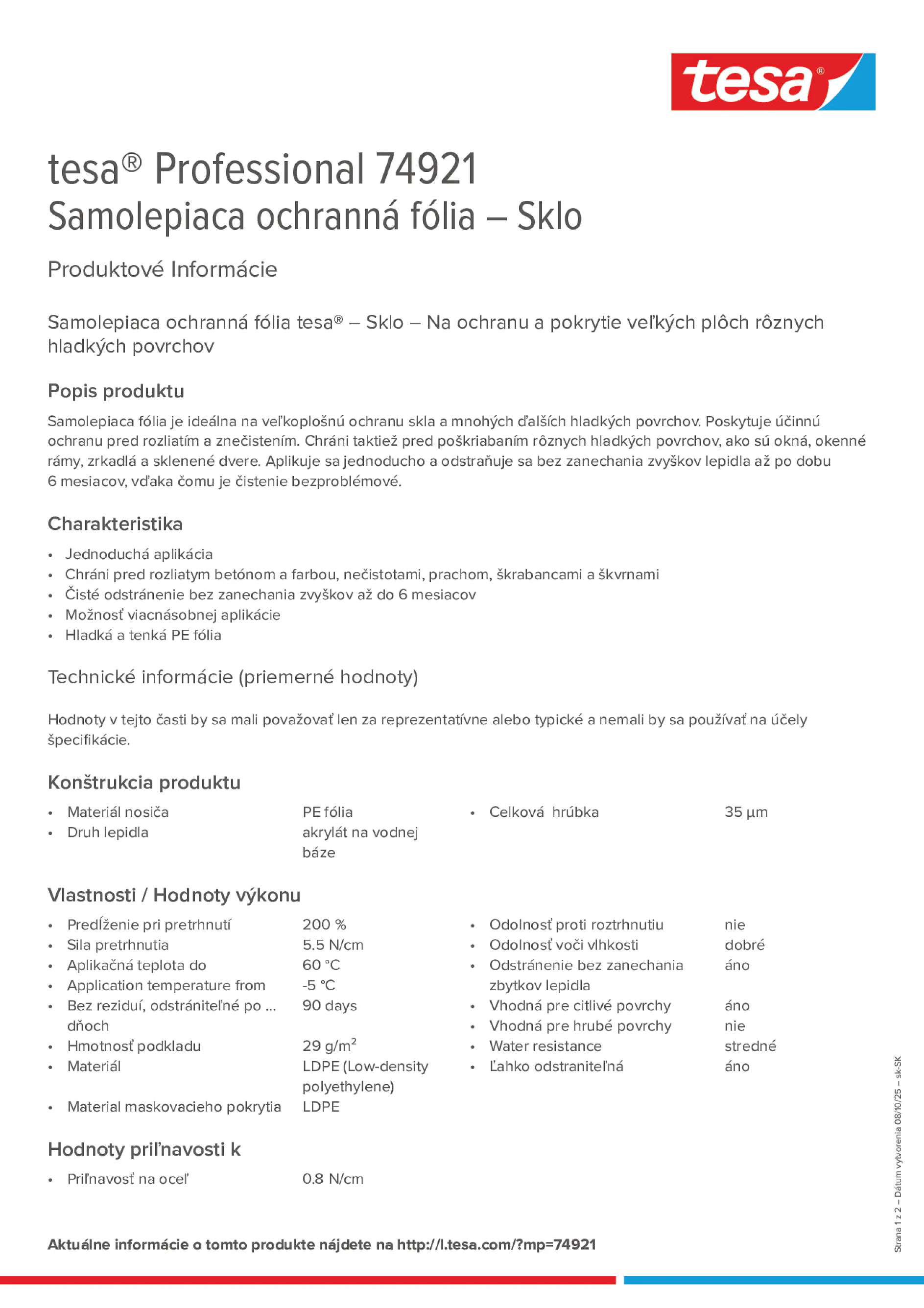 Product information_tesa® Professional 74921_sk-SK