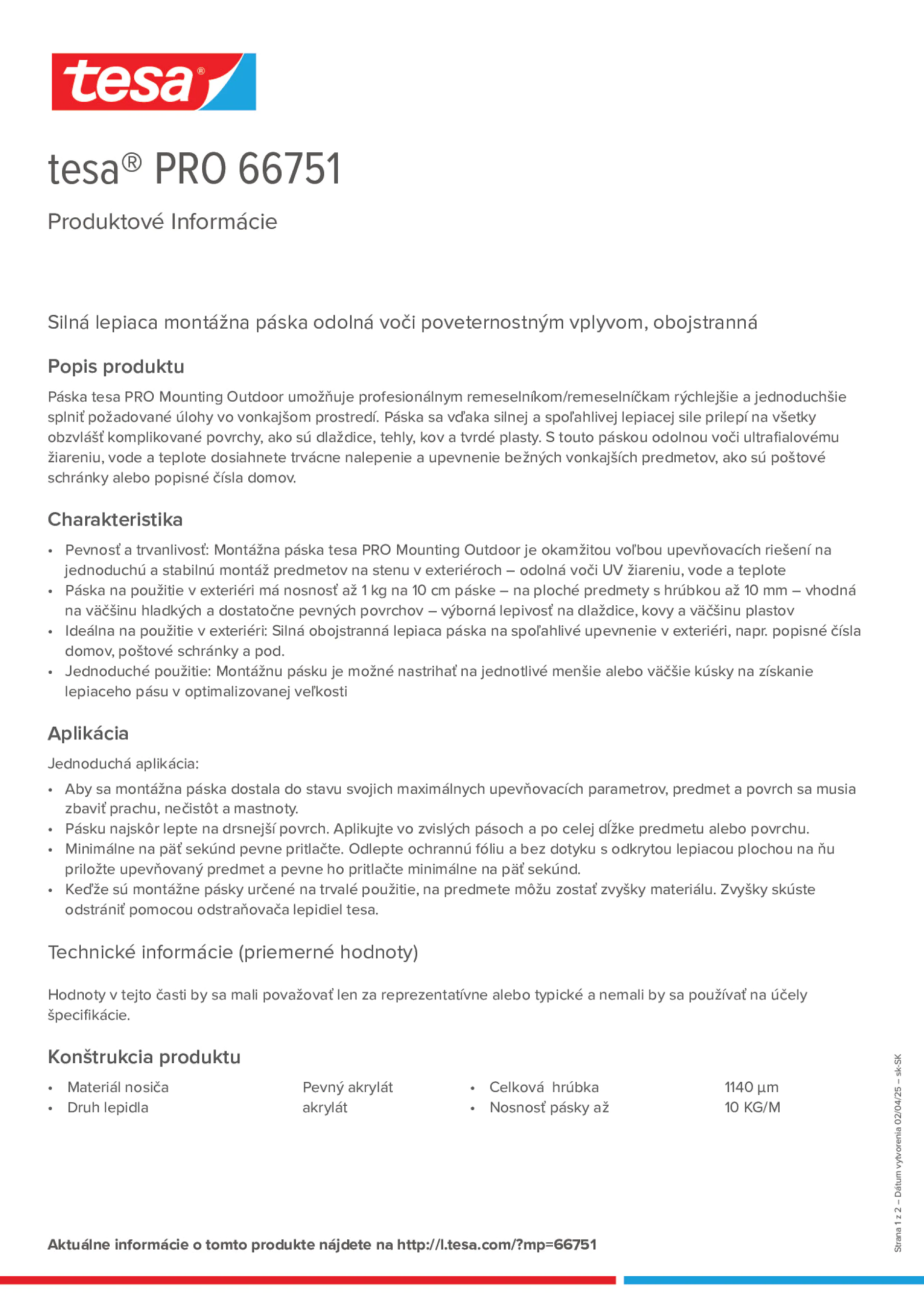 Product information_tesa® PRO 66751_sk-SK