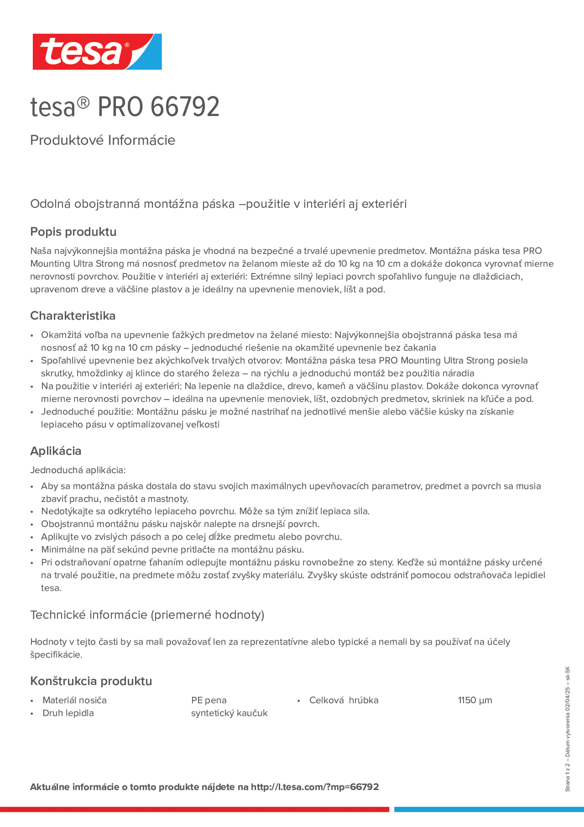 Product information_tesa® PRO 66792_sk-SK