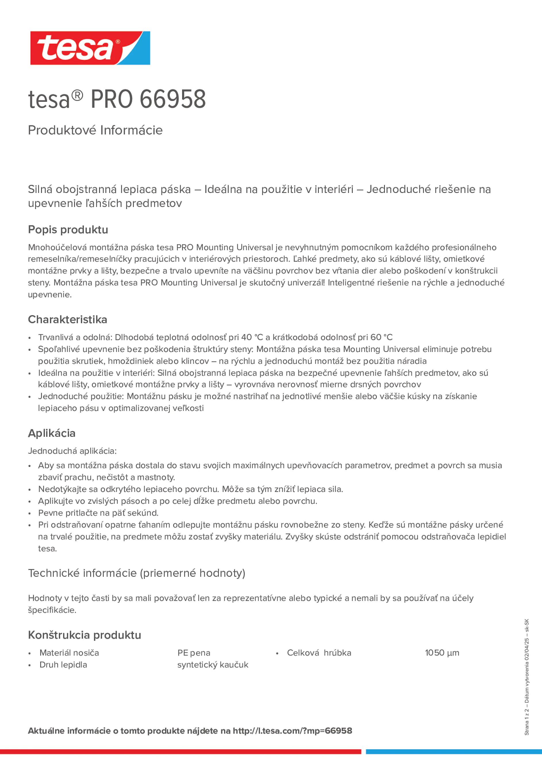 Product information_tesa® PRO 66958_sk-SK