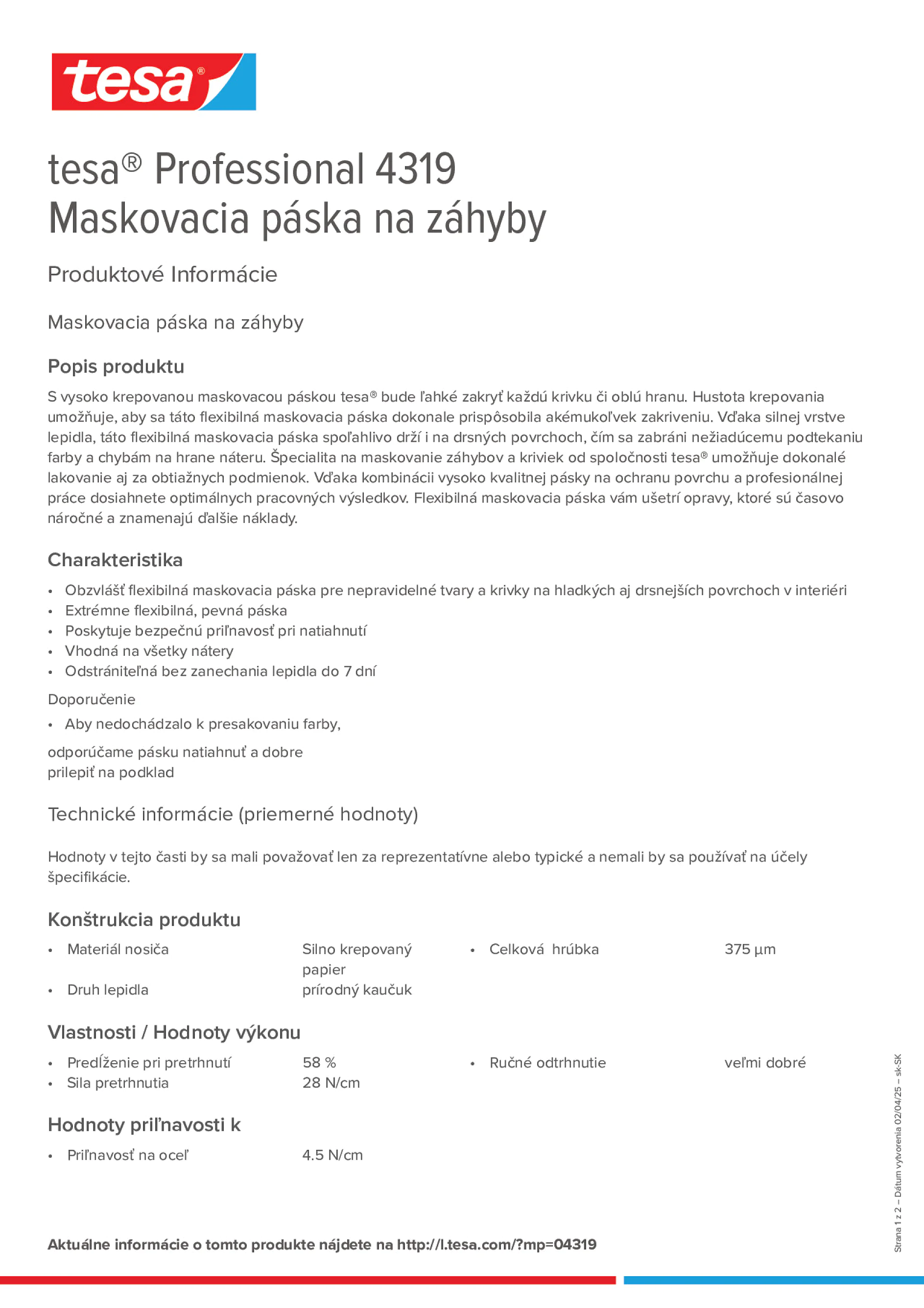 Product information_tesa® Professional 04319_sk-SK