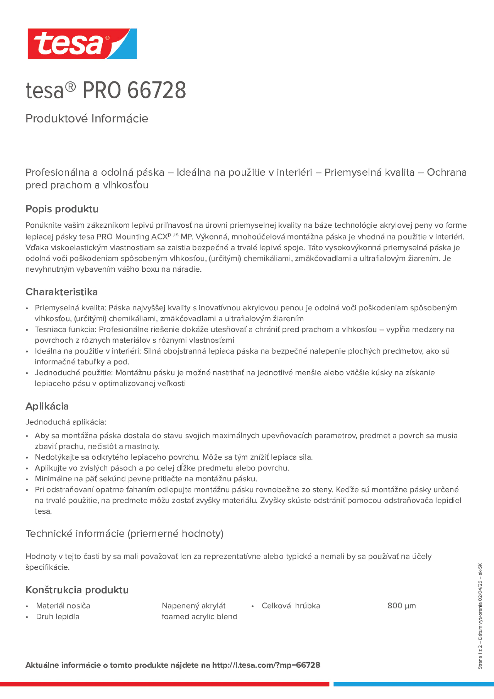 Product information_tesa® PRO 66728_sk-SK