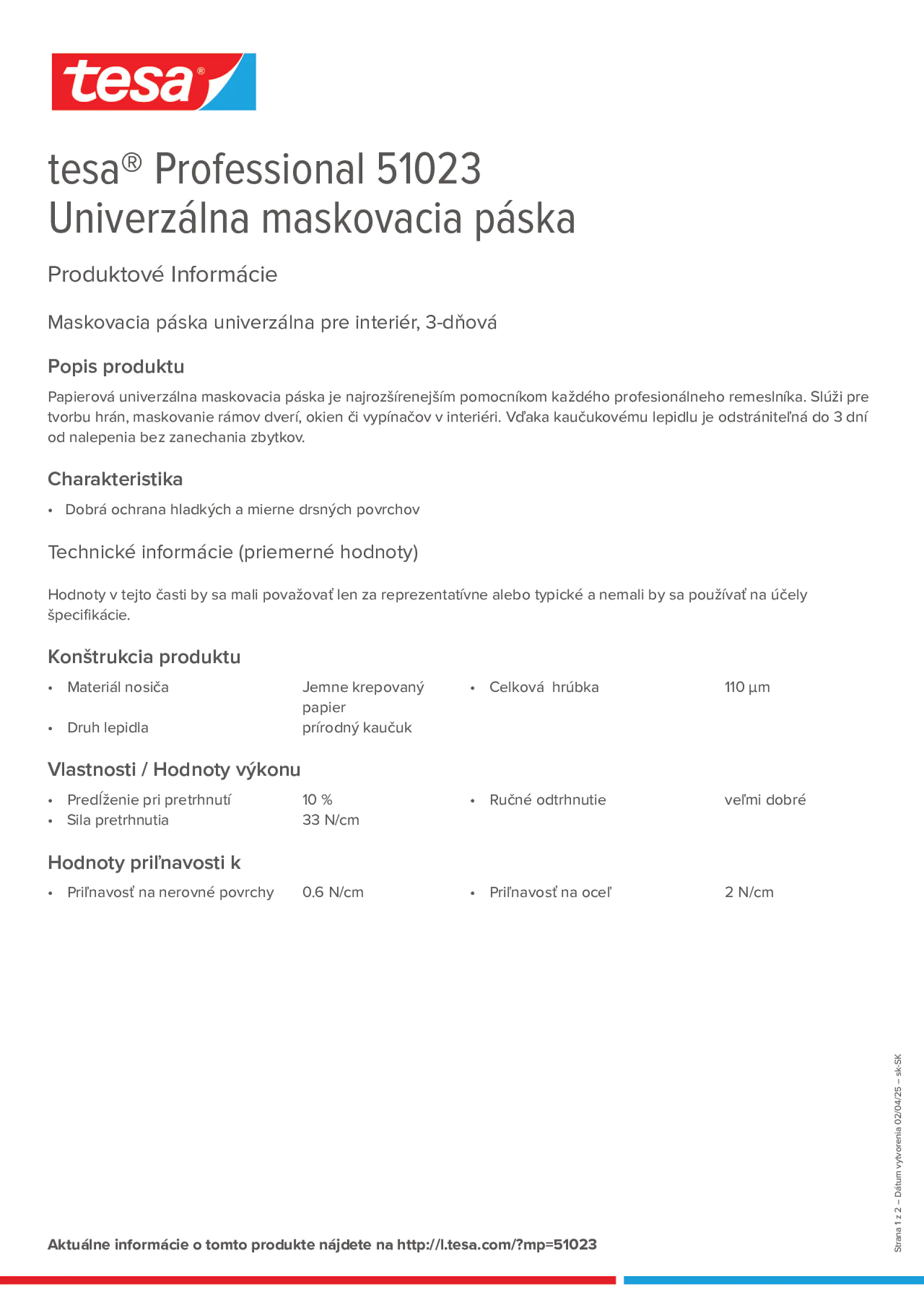 Product information_tesa® Professional 51023_sk-SK