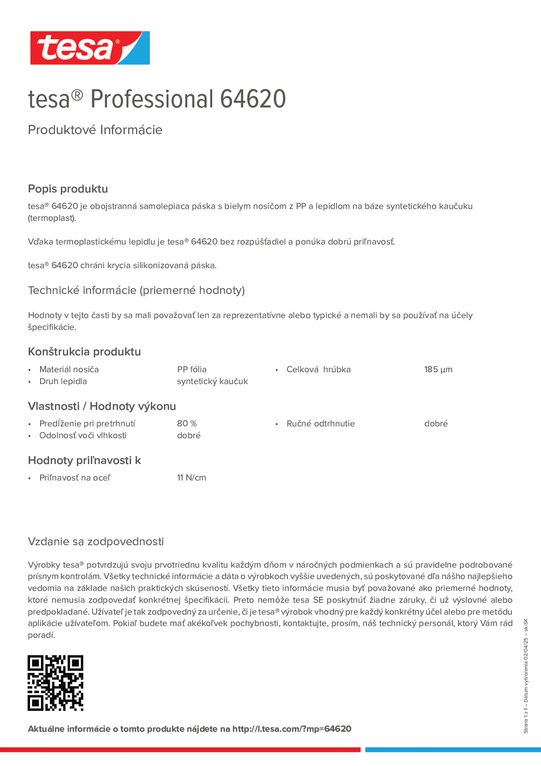 Product information_tesa® Professional 64620_sk-SK