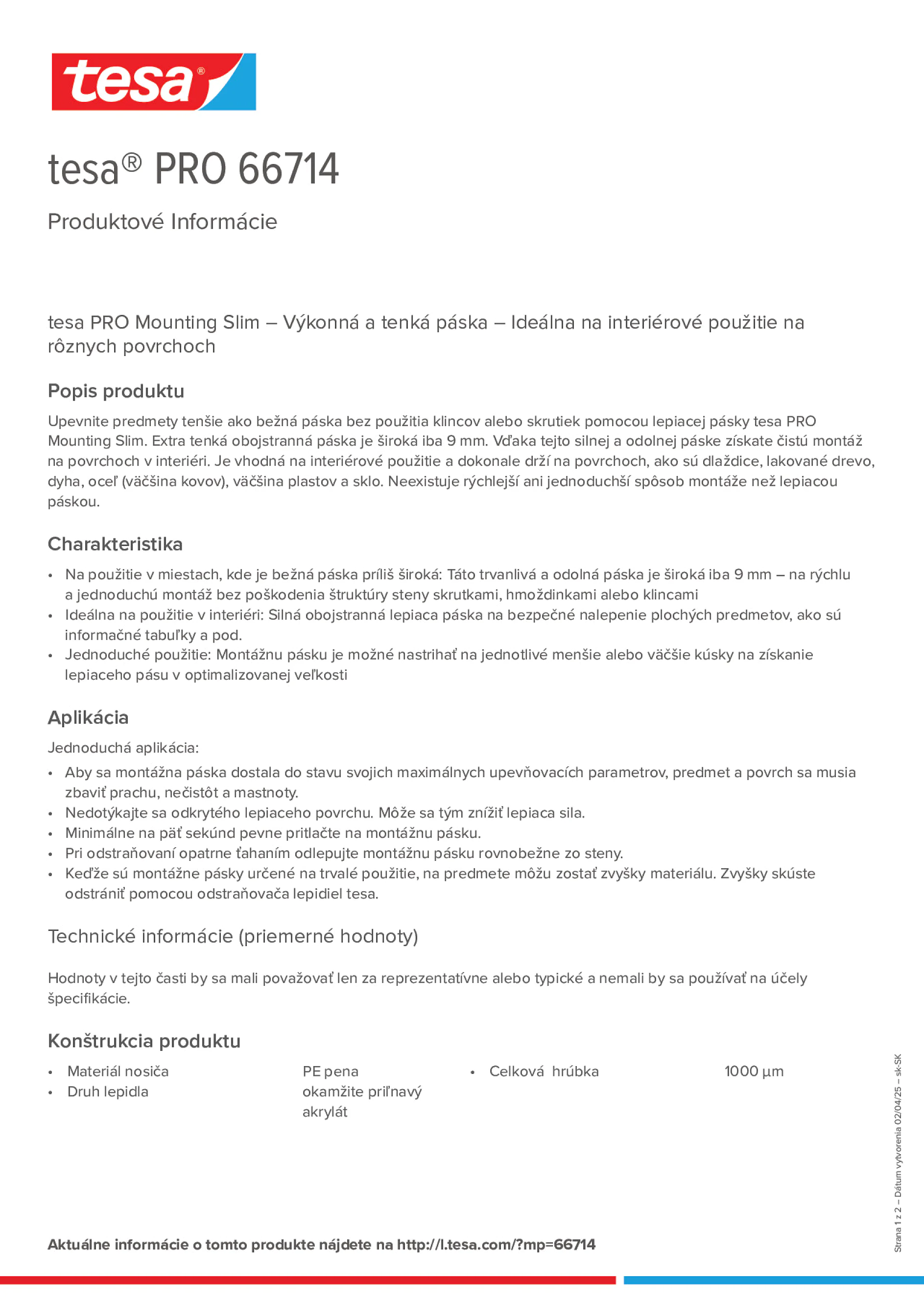 Product information_tesa® PRO 66714_sk-SK