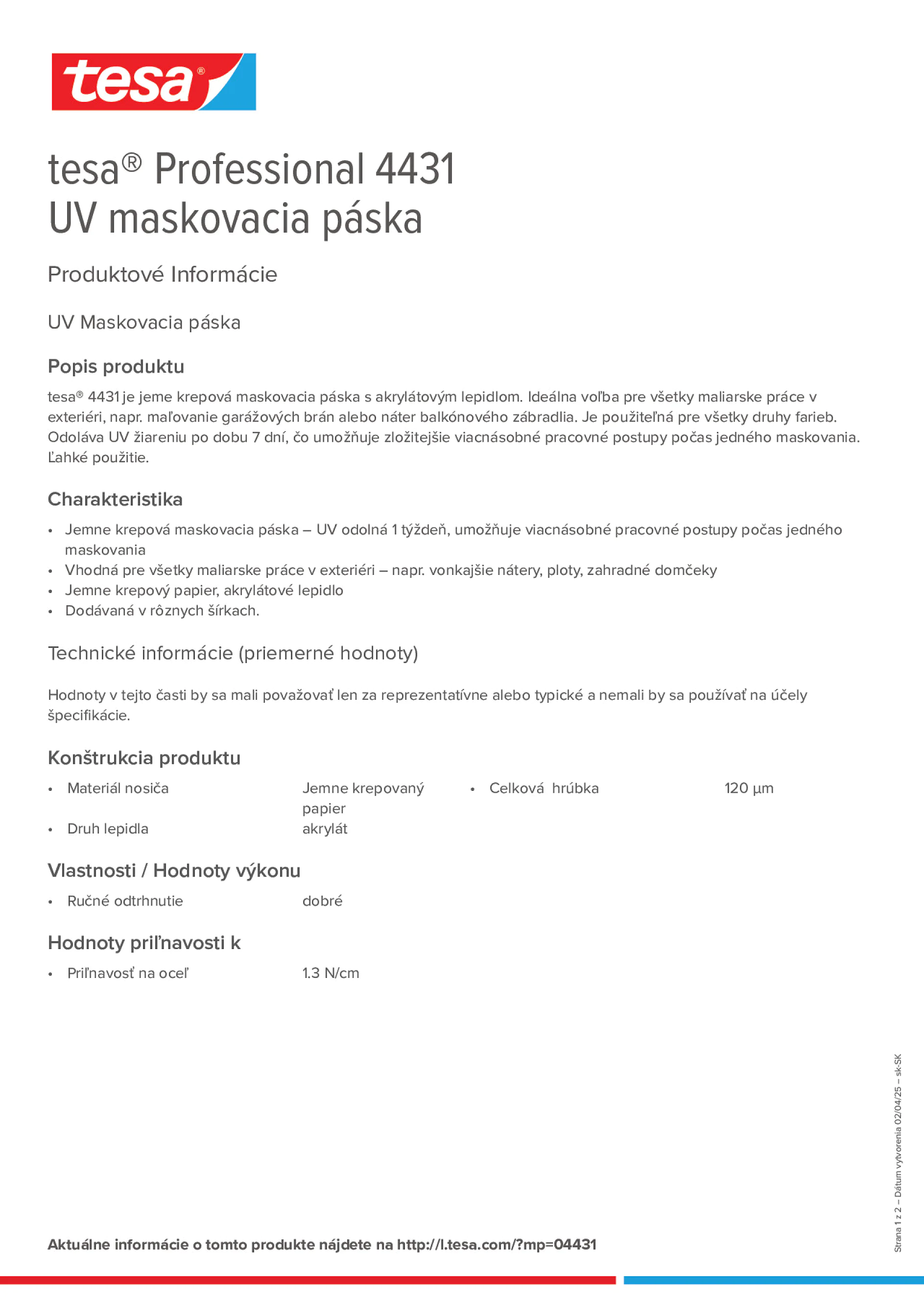 Product information_tesa® Professional 04431_sk-SK