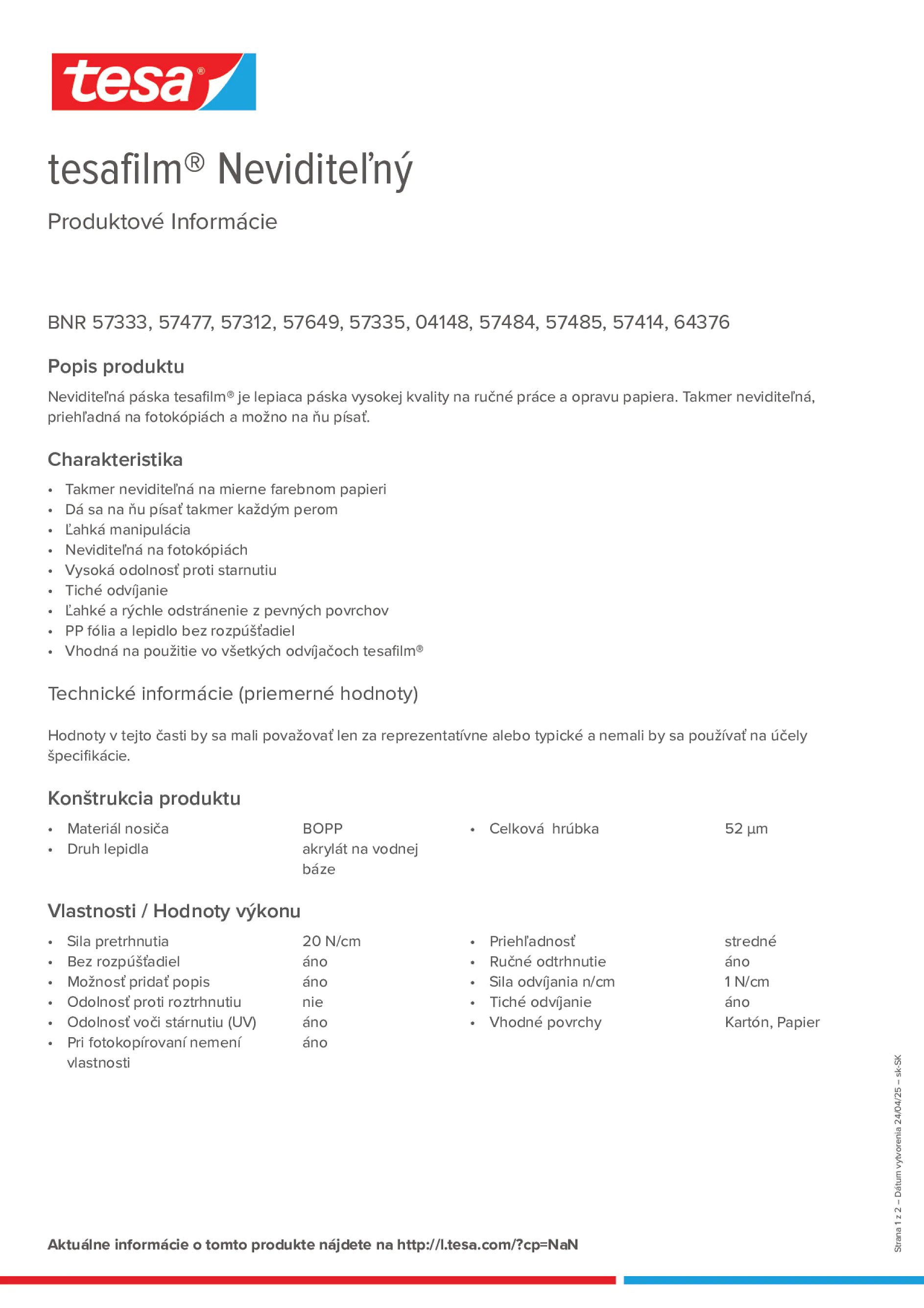Product information_tesafilm® 57312_sk-SK