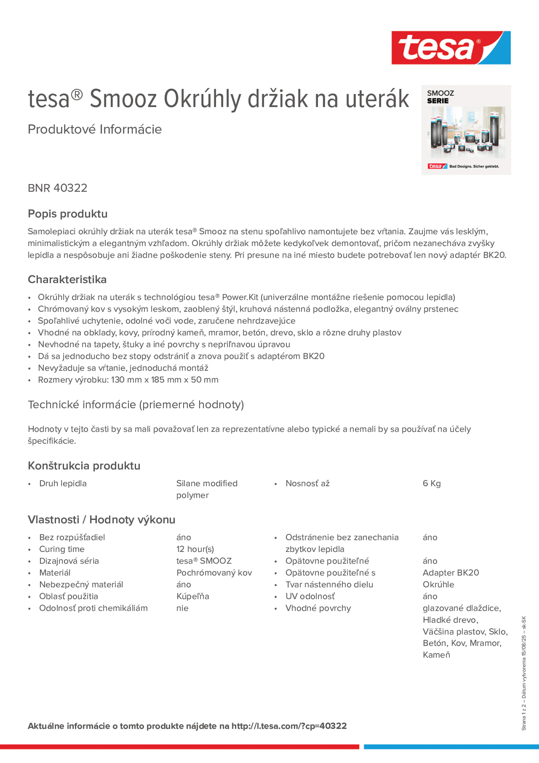 Product information_tesa® 40322_sk-SK Product information_tesa® 40322_sk-SK
