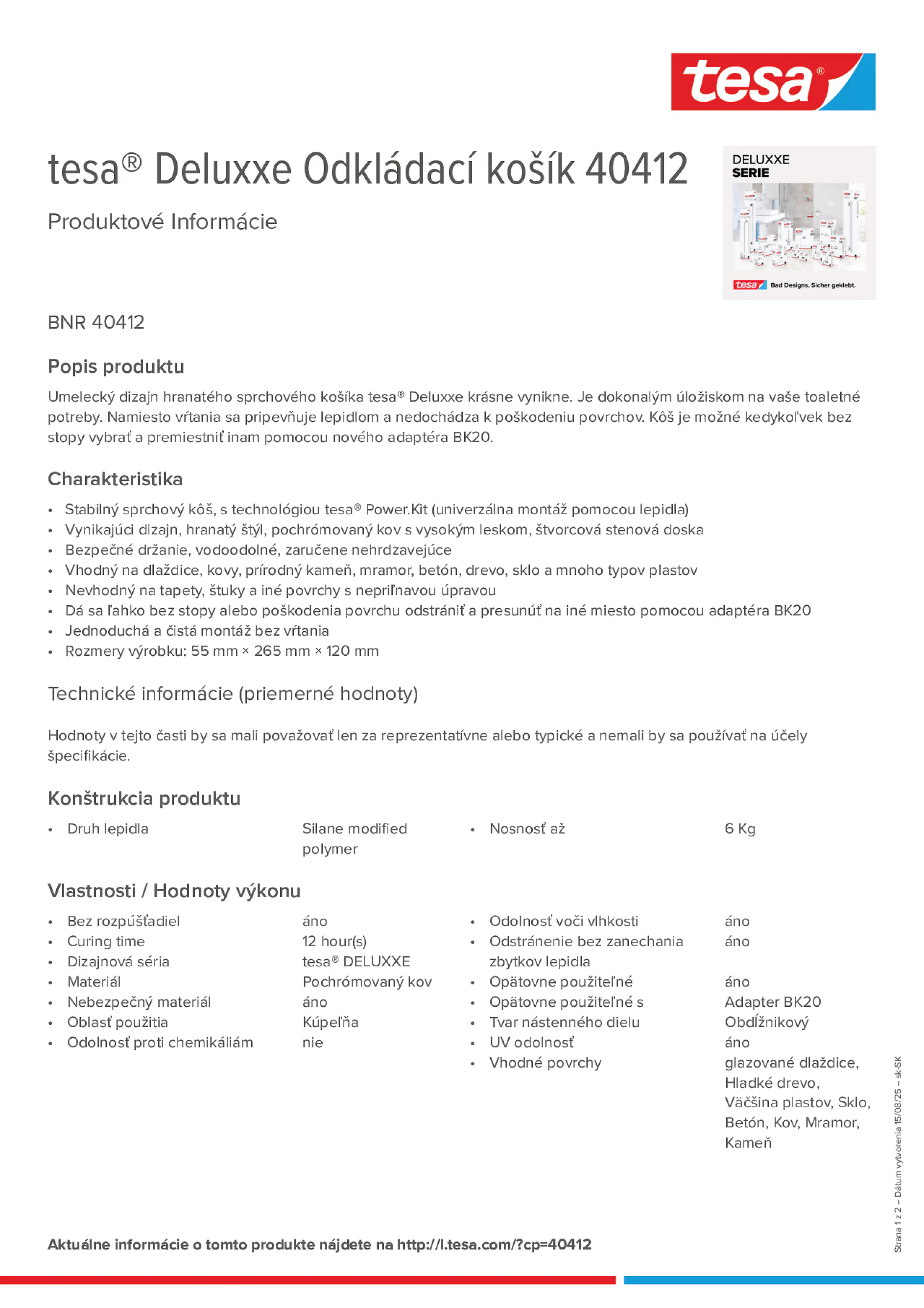 Product information_tesa® 40412_sk-SK Product information_tesa® 40412_sk-SK