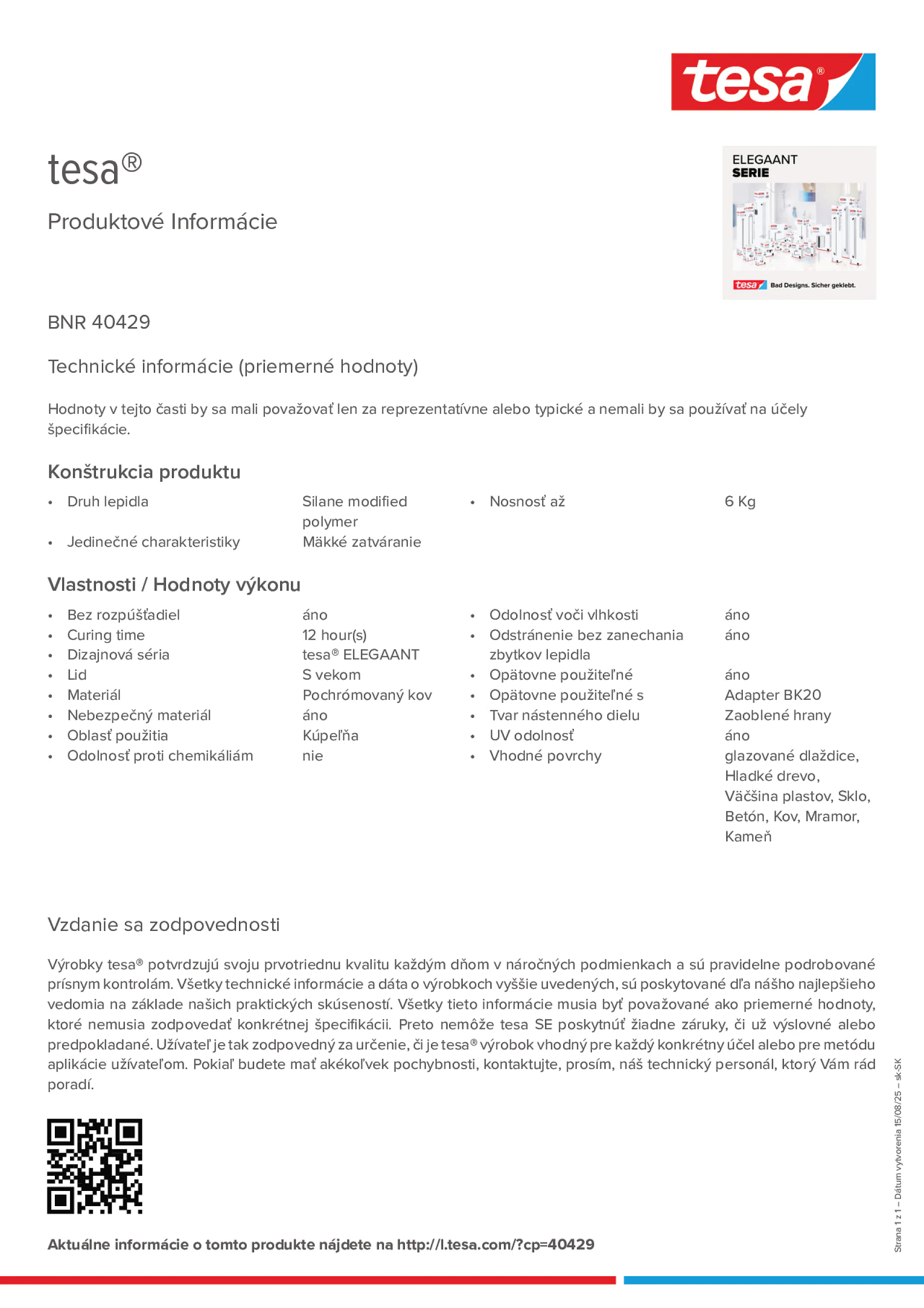 Product information_tesa® 40429_sk-SK Product information_tesa® 40429_sk-SK