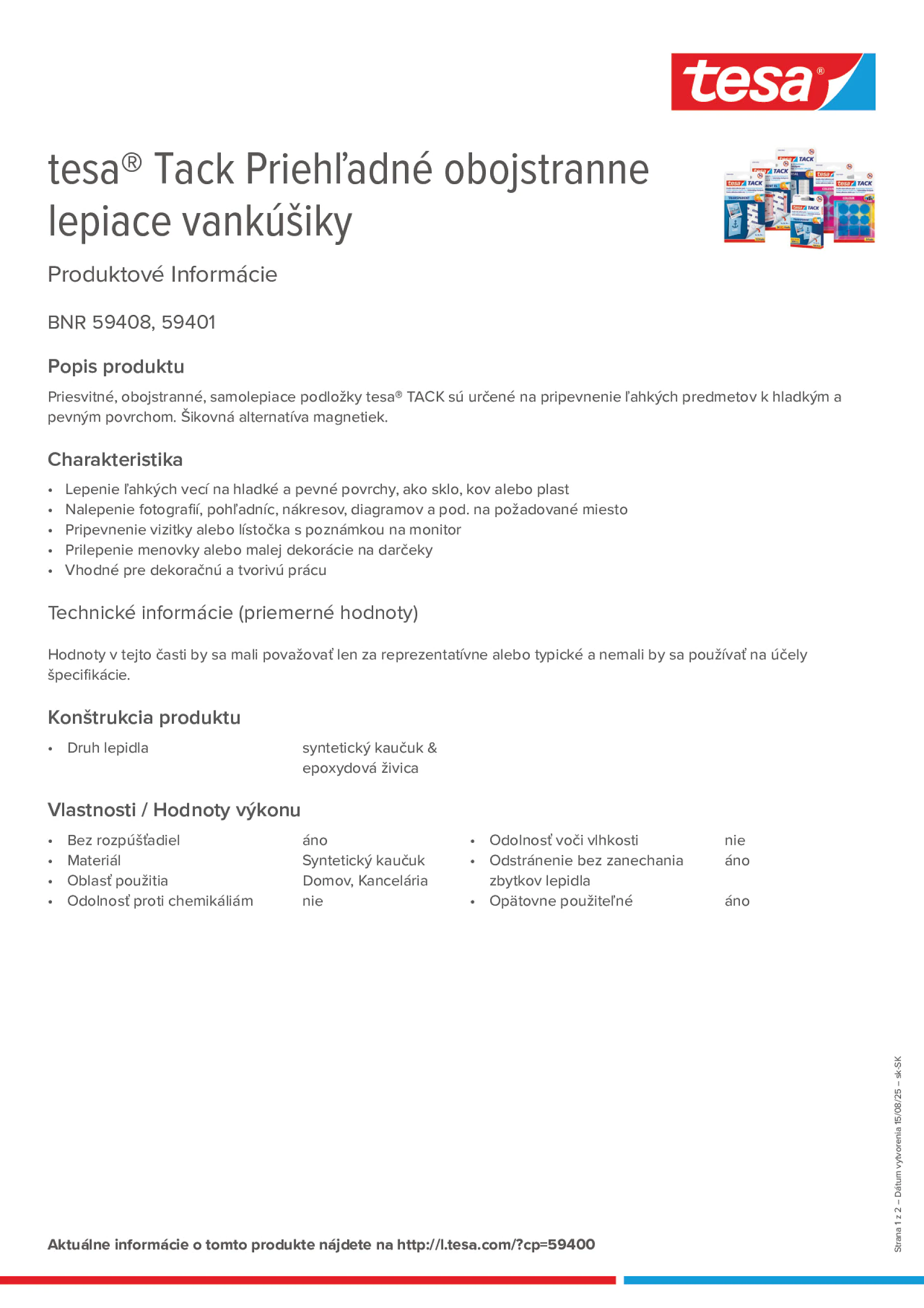 Product information_tesa® Tack 59401_sk-SK