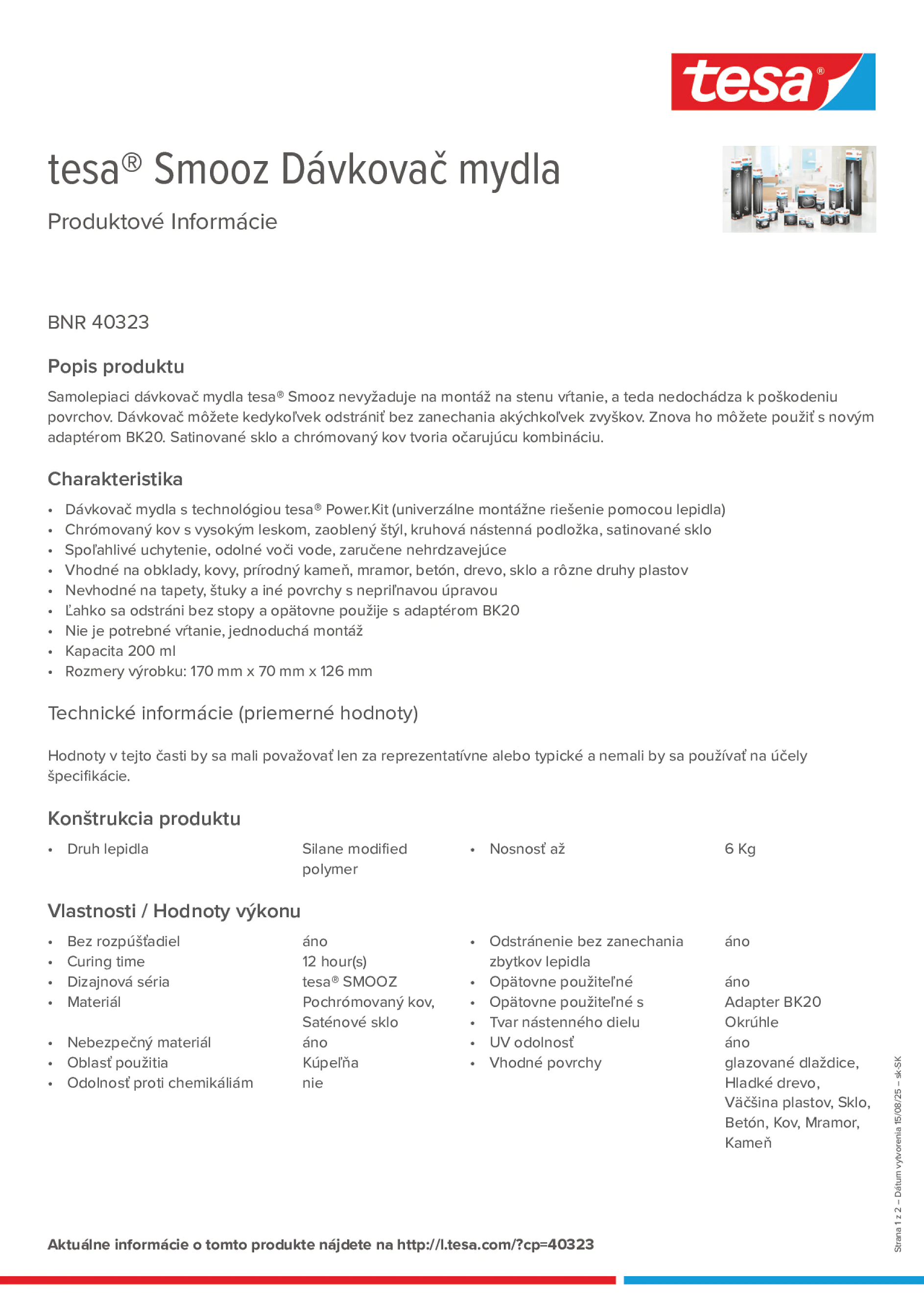 Product information_tesa® 40323_sk-SK Product information_tesa® 40323_sk-SK
