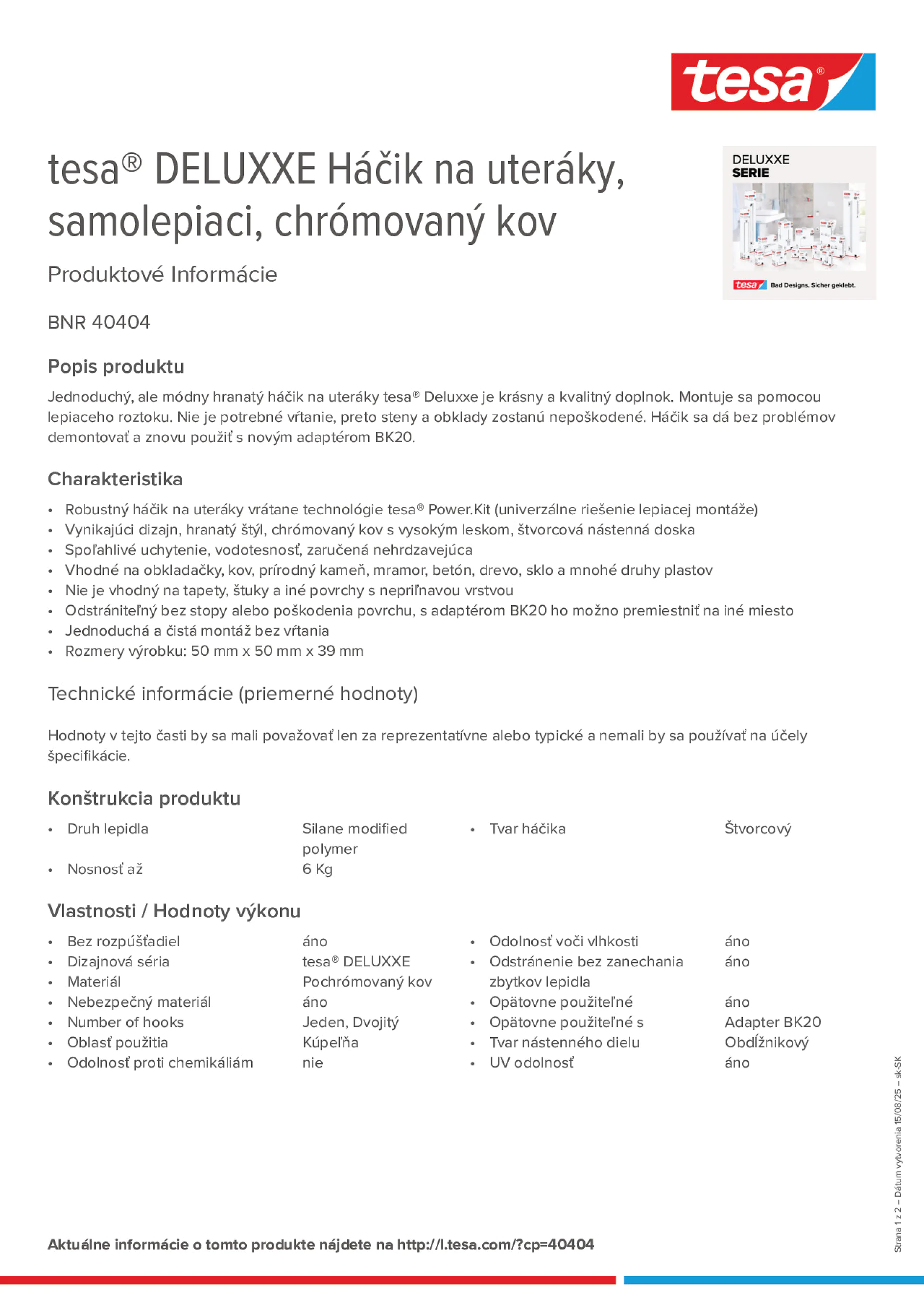 Product information_tesa® 40404_sk-SK Product information_tesa® 40404_sk-SK