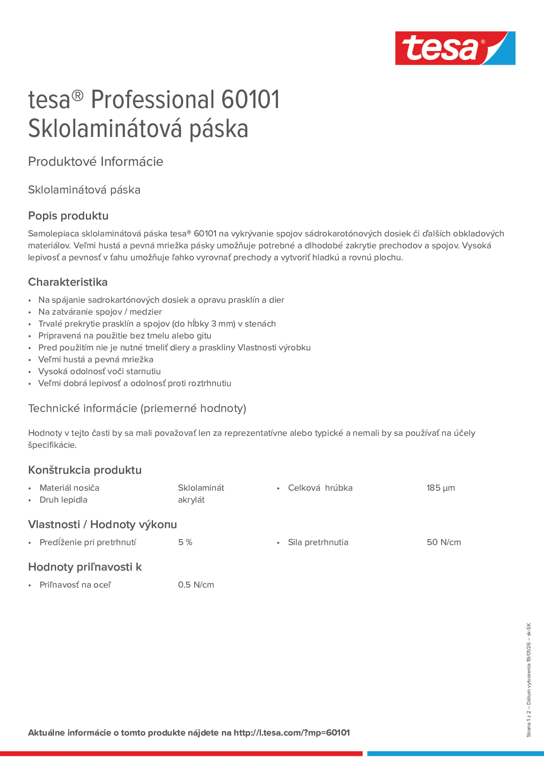 Product information_tesa® Professional 60101_sk-SK