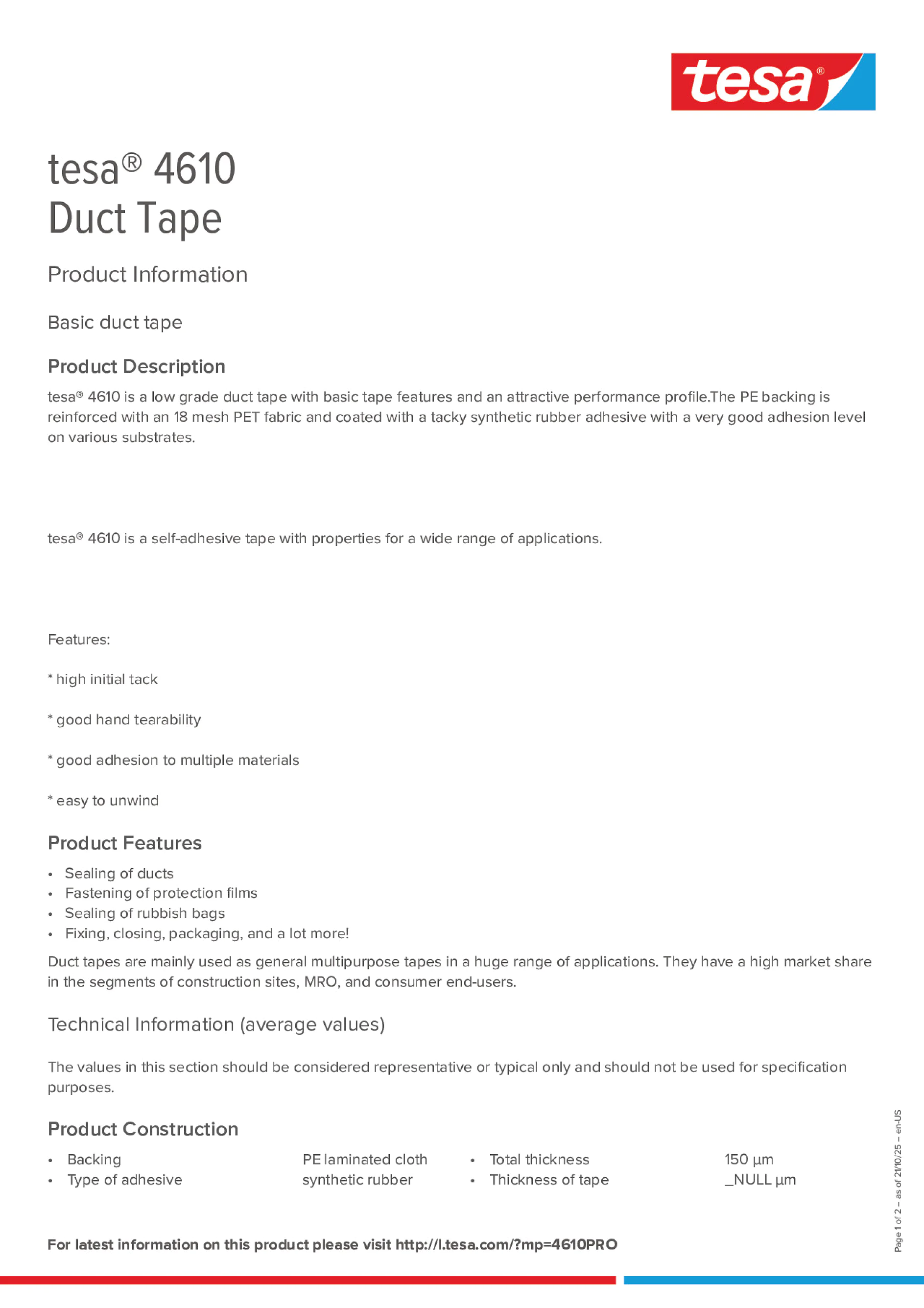 Product information_tesa® 04610_en Product information_tesa® 04610_en