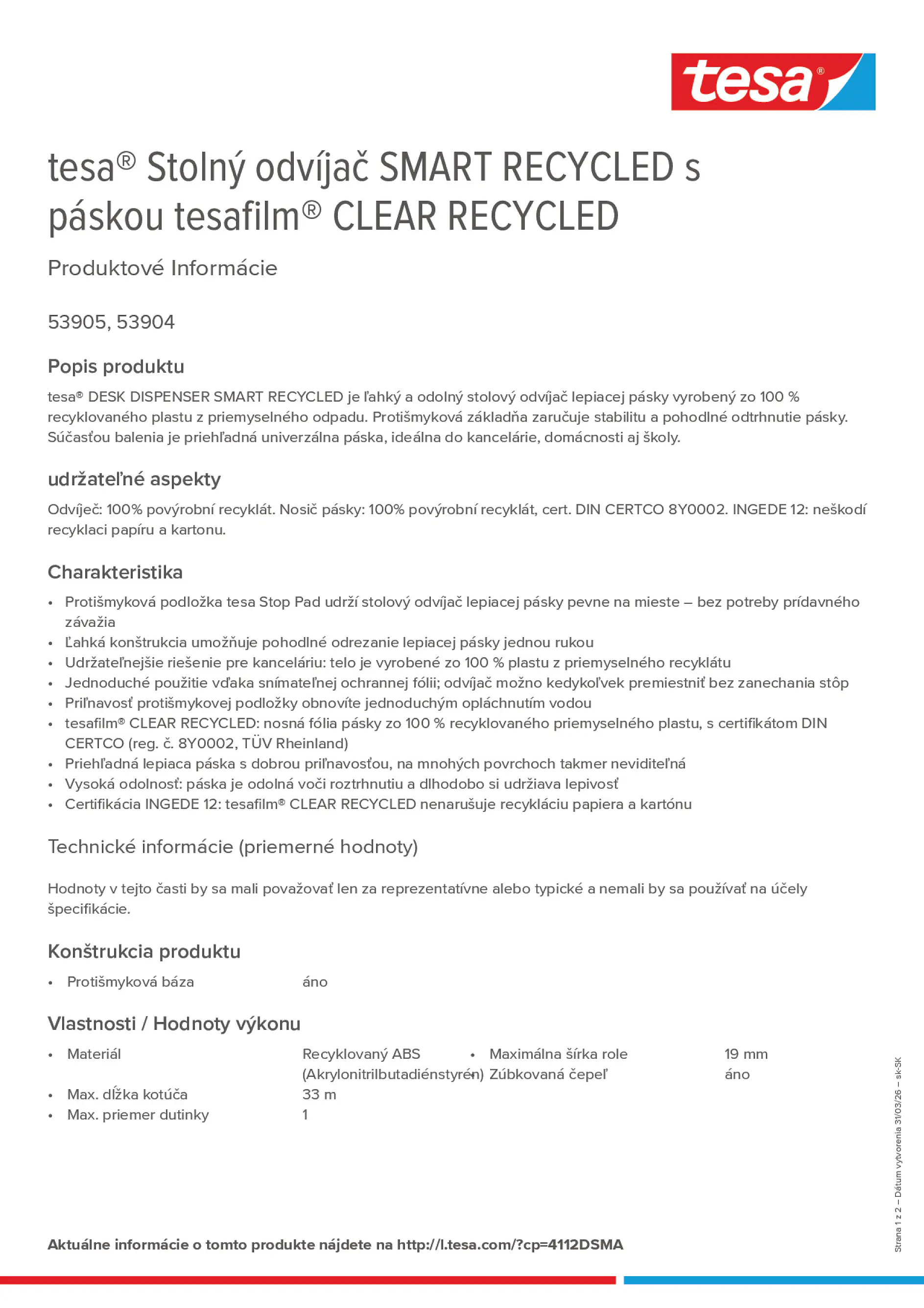 Product information_tesa® 4112DSMA_sk-SK