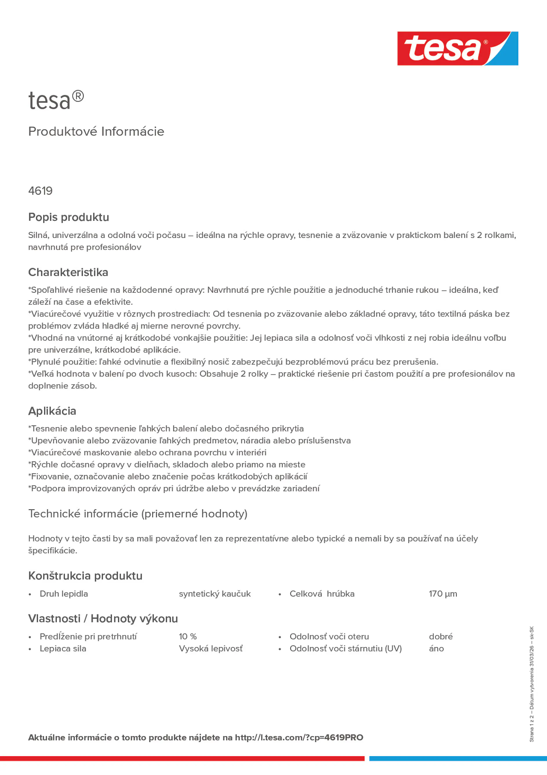 Product information_tesa® 4619PRO_sk-SK
