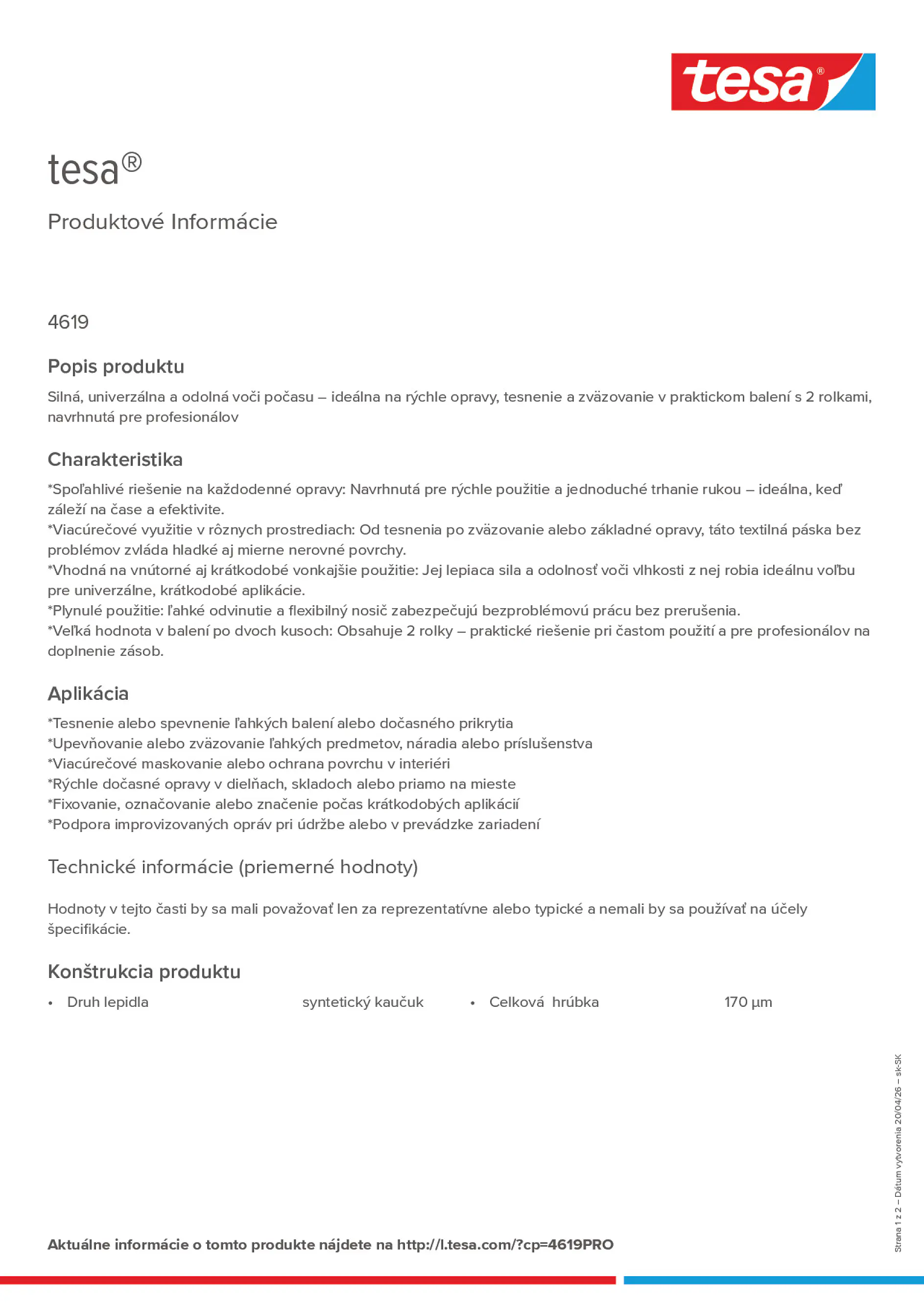 Product information_tesa® 4619PRO_sk-SK